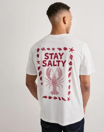 Casual Friday vit t-shirt med printad text på bröstet och tryck på ryggen