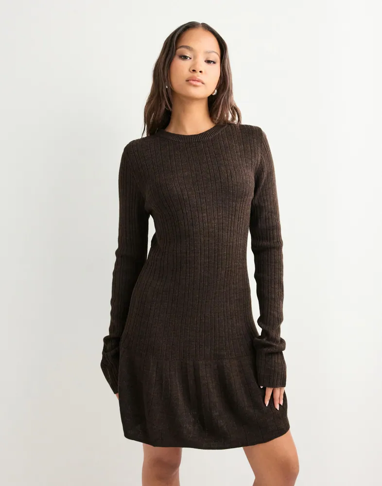 ONLTESSIE LS RIB FLARED DRESS AT KN