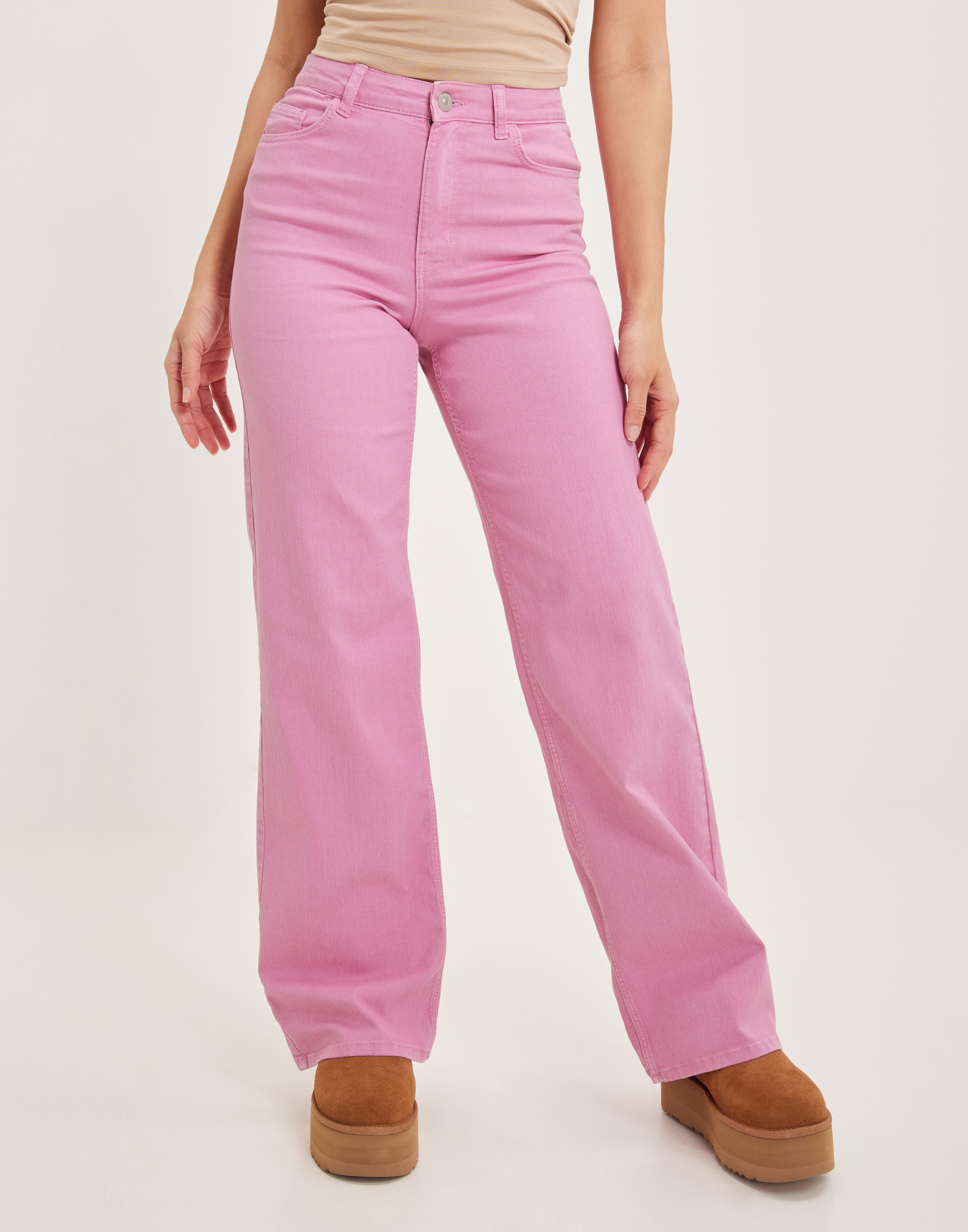 Buy Pieces PCPEGGY HW WIDE PANT COLOUR NOOS BC - Begonia Pink
