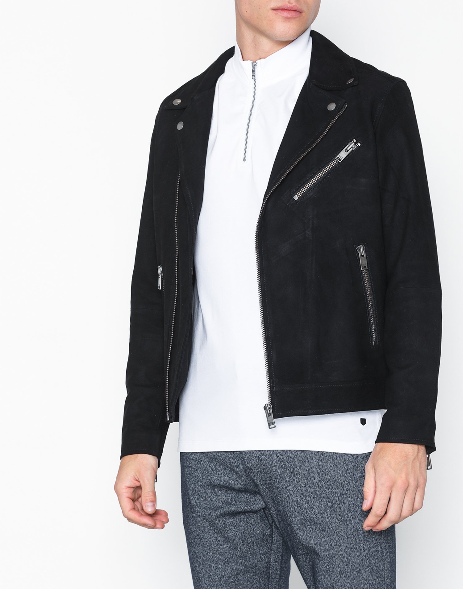 Buy Selected Homme SLH B-02 BIKER SUEDE JKT W - Black | NLYMAN
