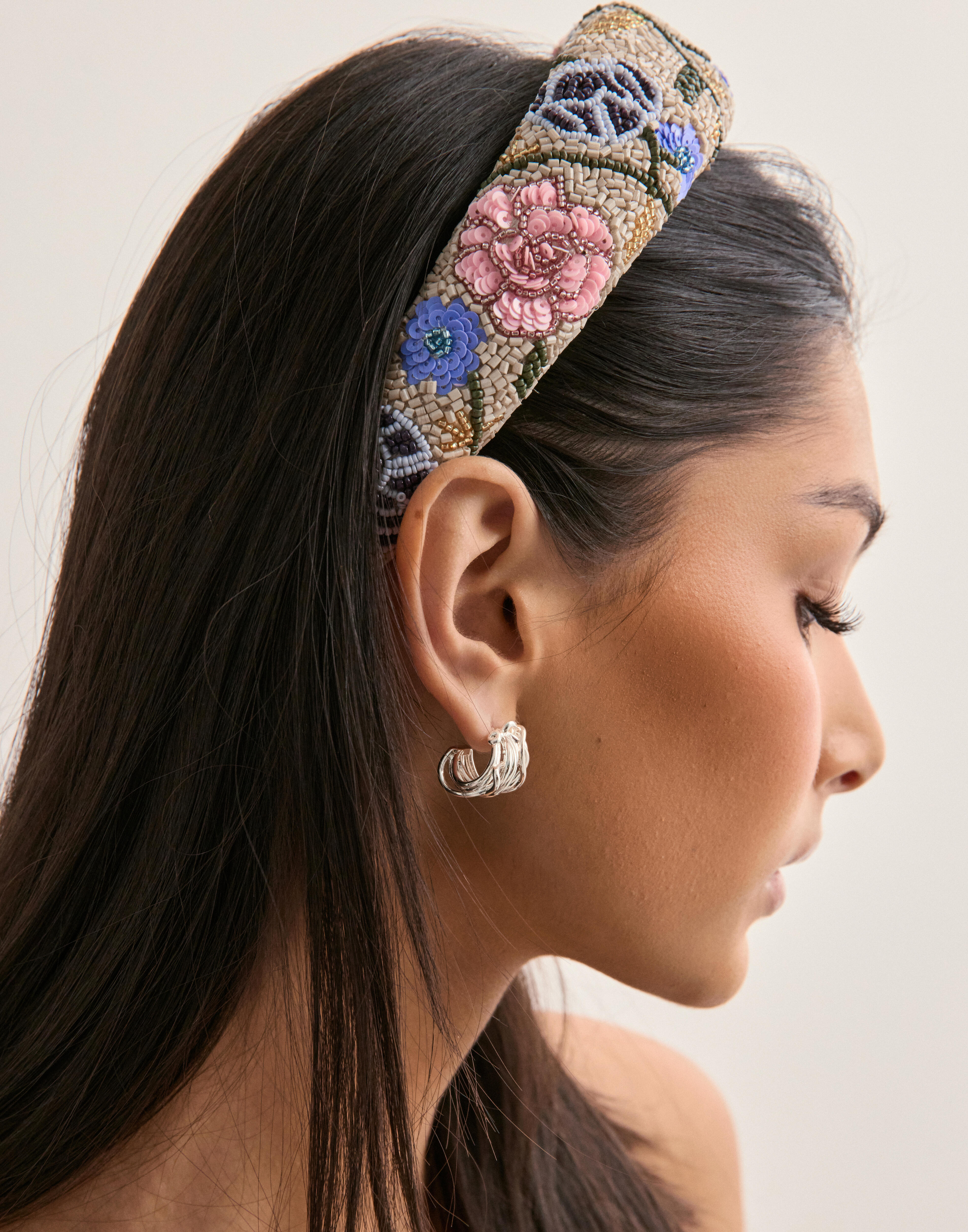 NWT Becksöndergaard Ireni Beaded Hairbrace Headband Anemona Wide Beaded Hairbrace - Black – Becksöndergaard.com main image 2
