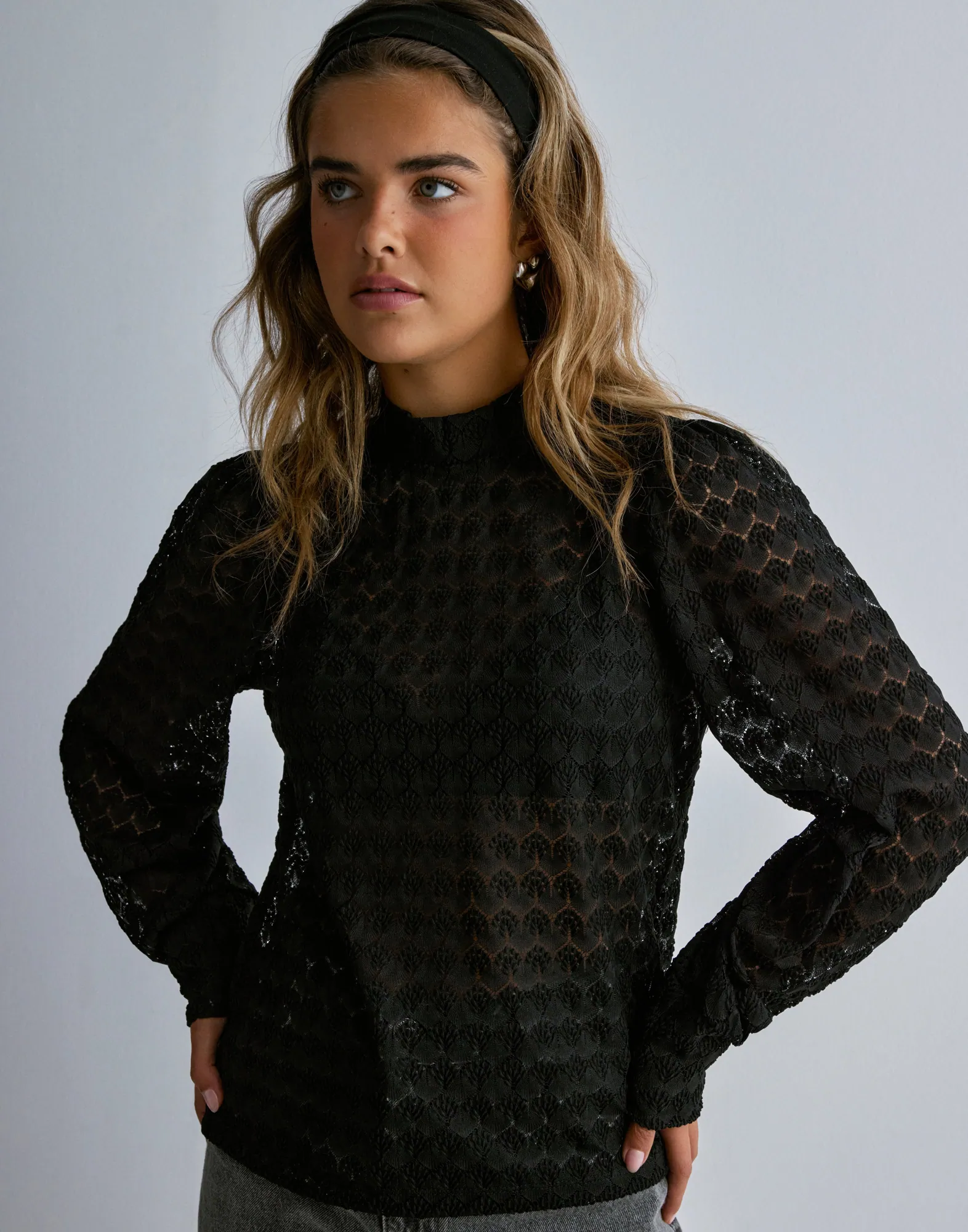 JDY Avery L/S Lace Top - Camicia A Maniche Lunghe Donna Con Dettaglio In Pizzo E Chiusura A Bottoni