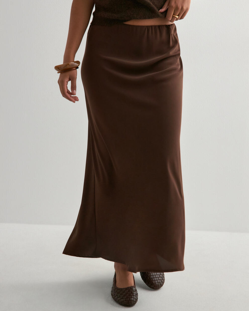 m 　RAWSTUDIO SATIN ANKLE-LENGTH SKIRT RAW STUDIO - satin ankle-length skirt-NAVY
