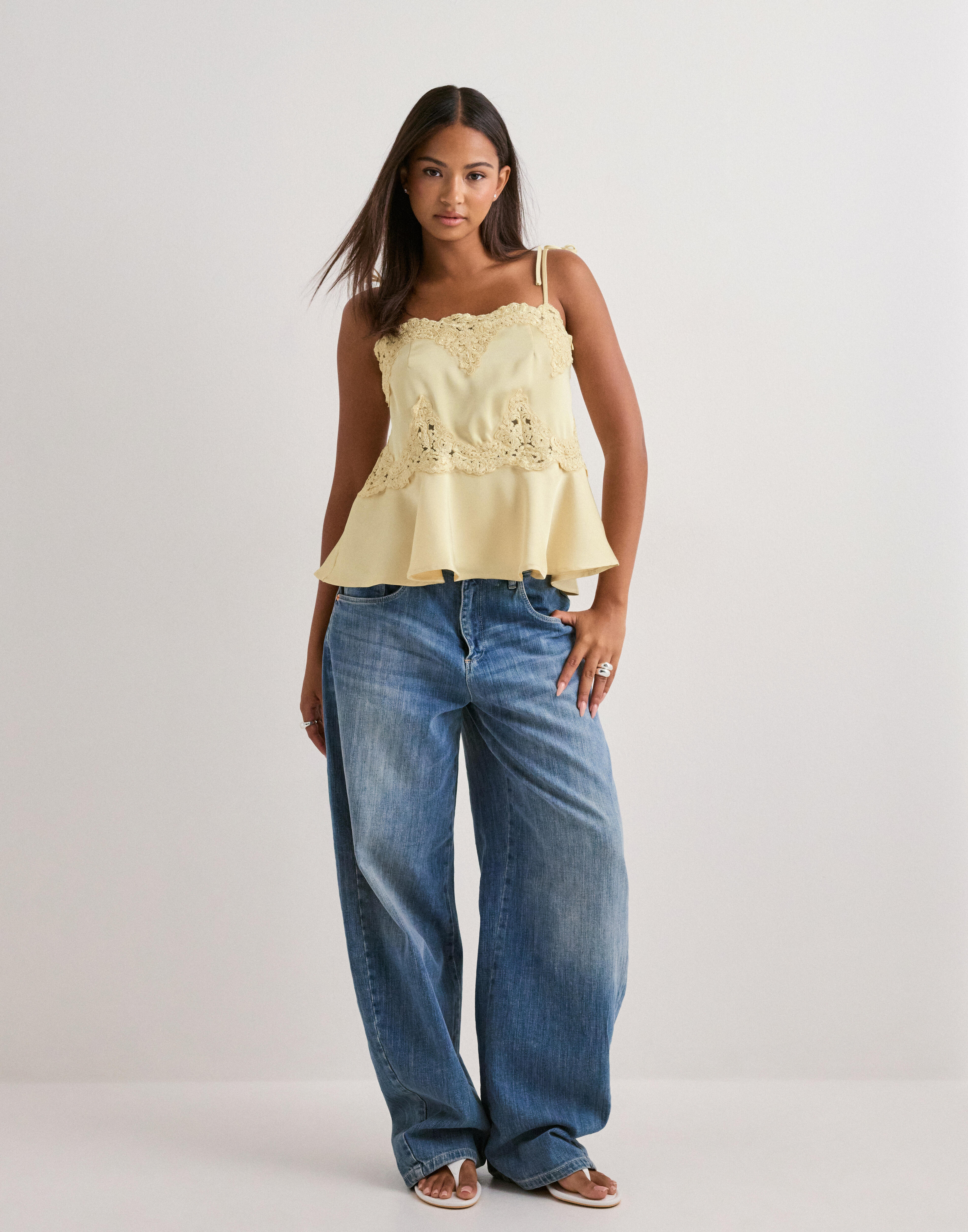 Buy Neo Noir Kaela Heavy Sateen Lace Top - Yellow | Nelly.com