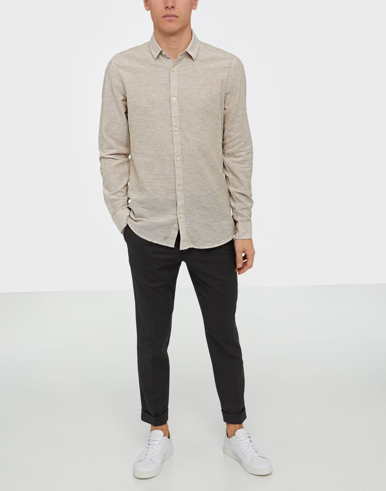 ONSCAIDEN LIFE LS SOLID LINEN SHIRT