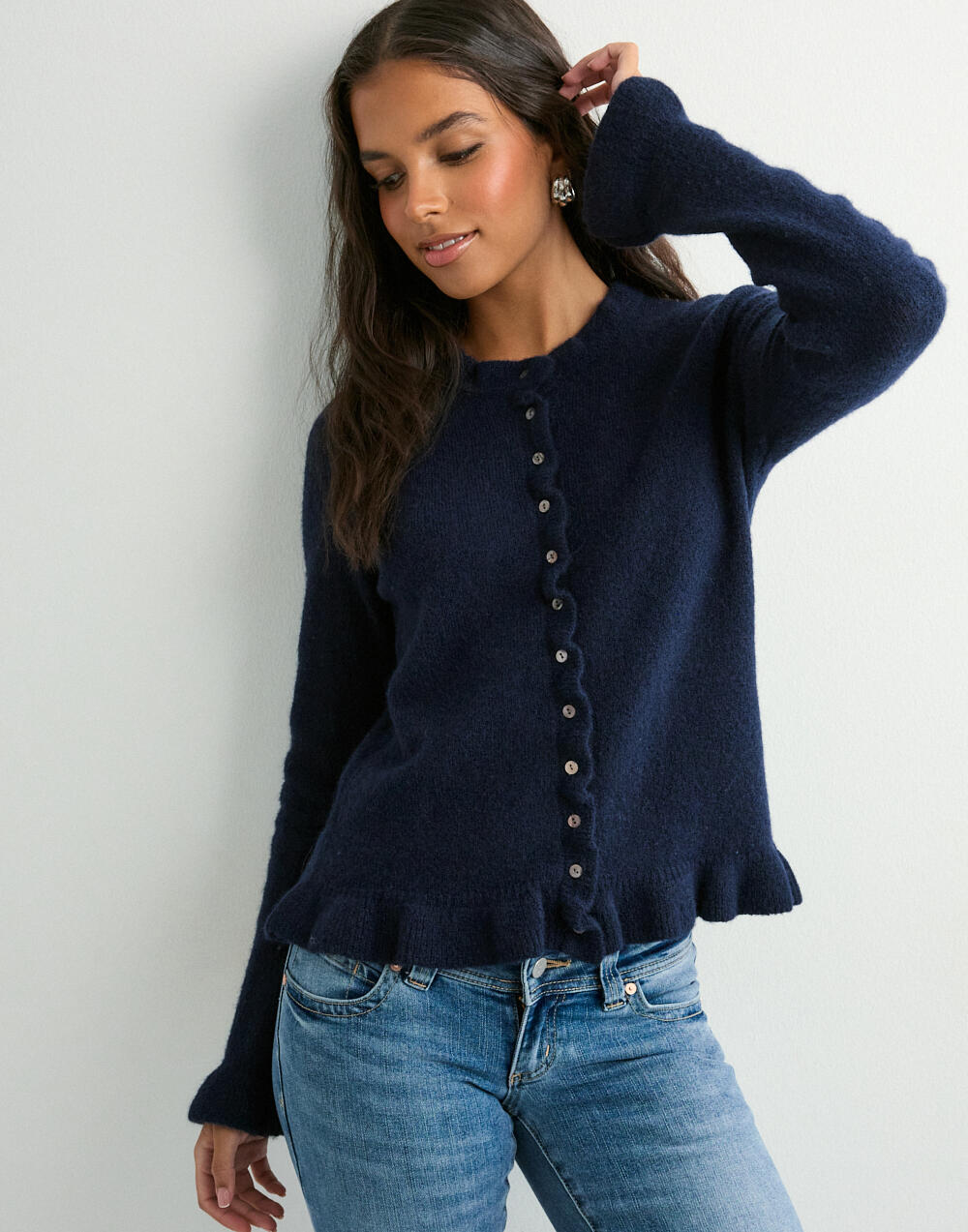 Buy Neo Noir Benuta Fluffy Knit Cardigan - Light Grey Melange