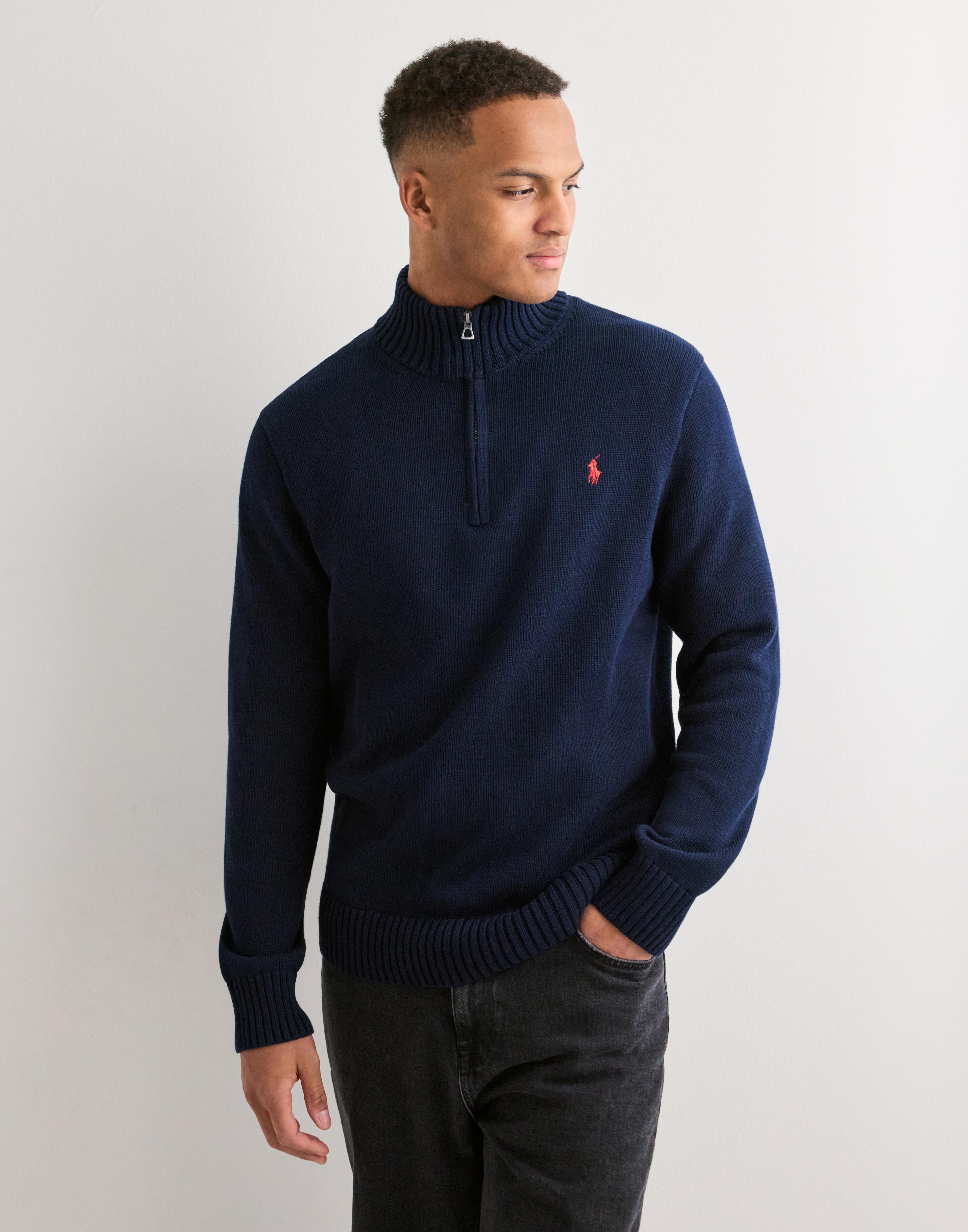 Buy Polo Ralph Lauren Cotton Quarter-Zip Sweater - Navy | NLYMAN