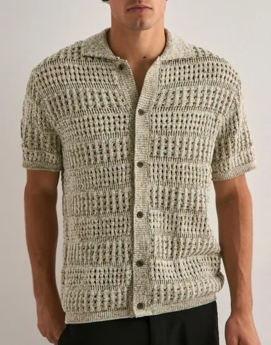 LES DEUX Elvin Structure Knitted SS Shirt Mönstrade skjortor herr – bild 3
