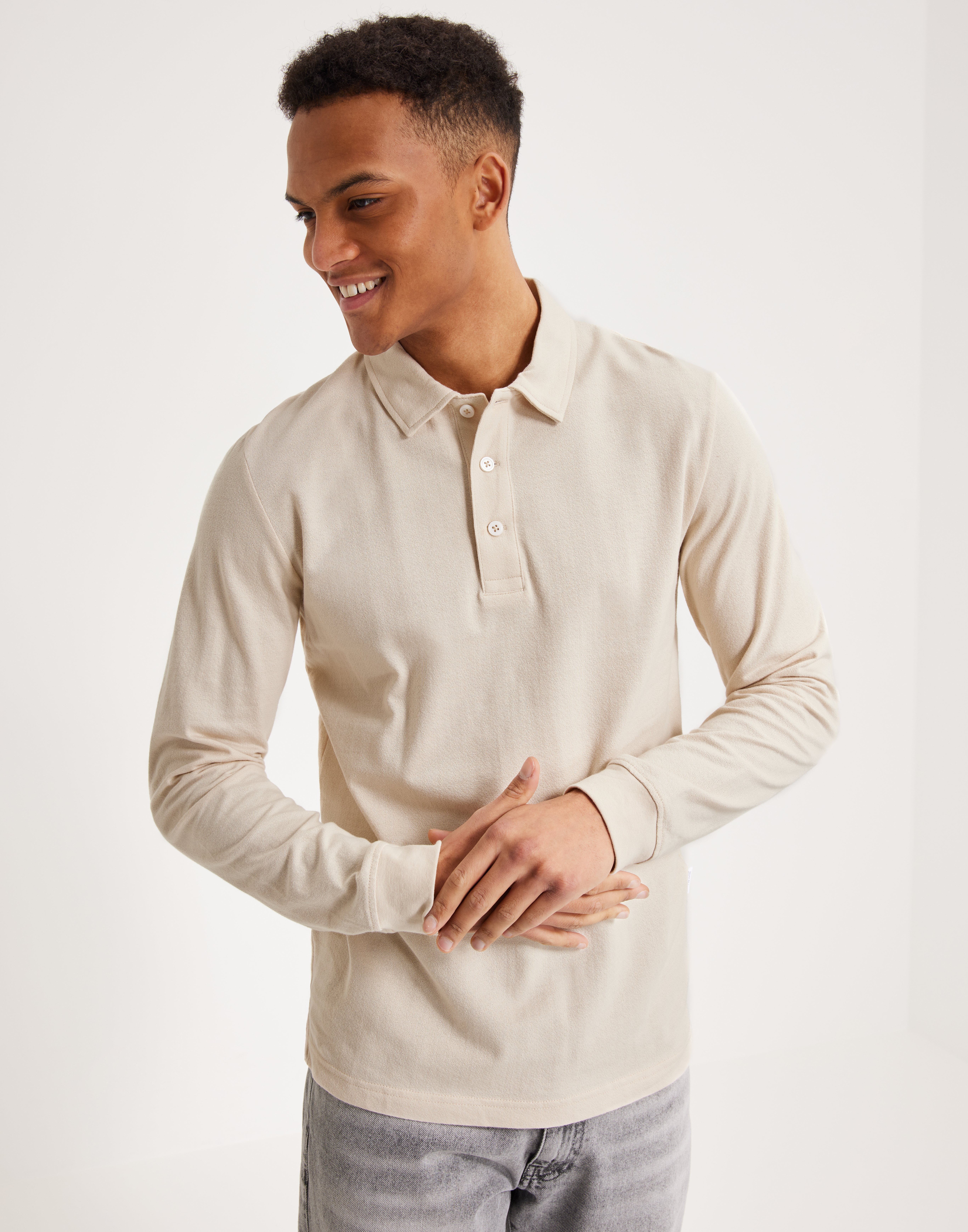 Buy Selected Men SLHDAVE LS POLO W - Oatmeal | NLYMAN