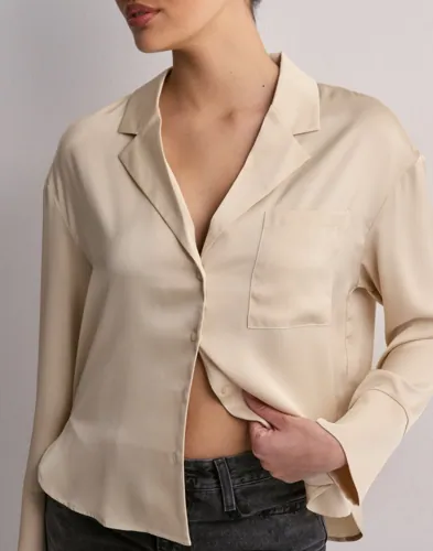 Nelly - Beige - Satin Shirt Blouse