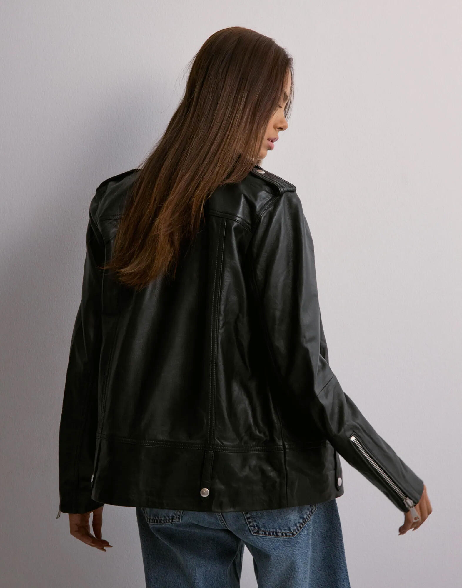 Selected Femme - Sort - Slfmadison Leather Jacket B Noos