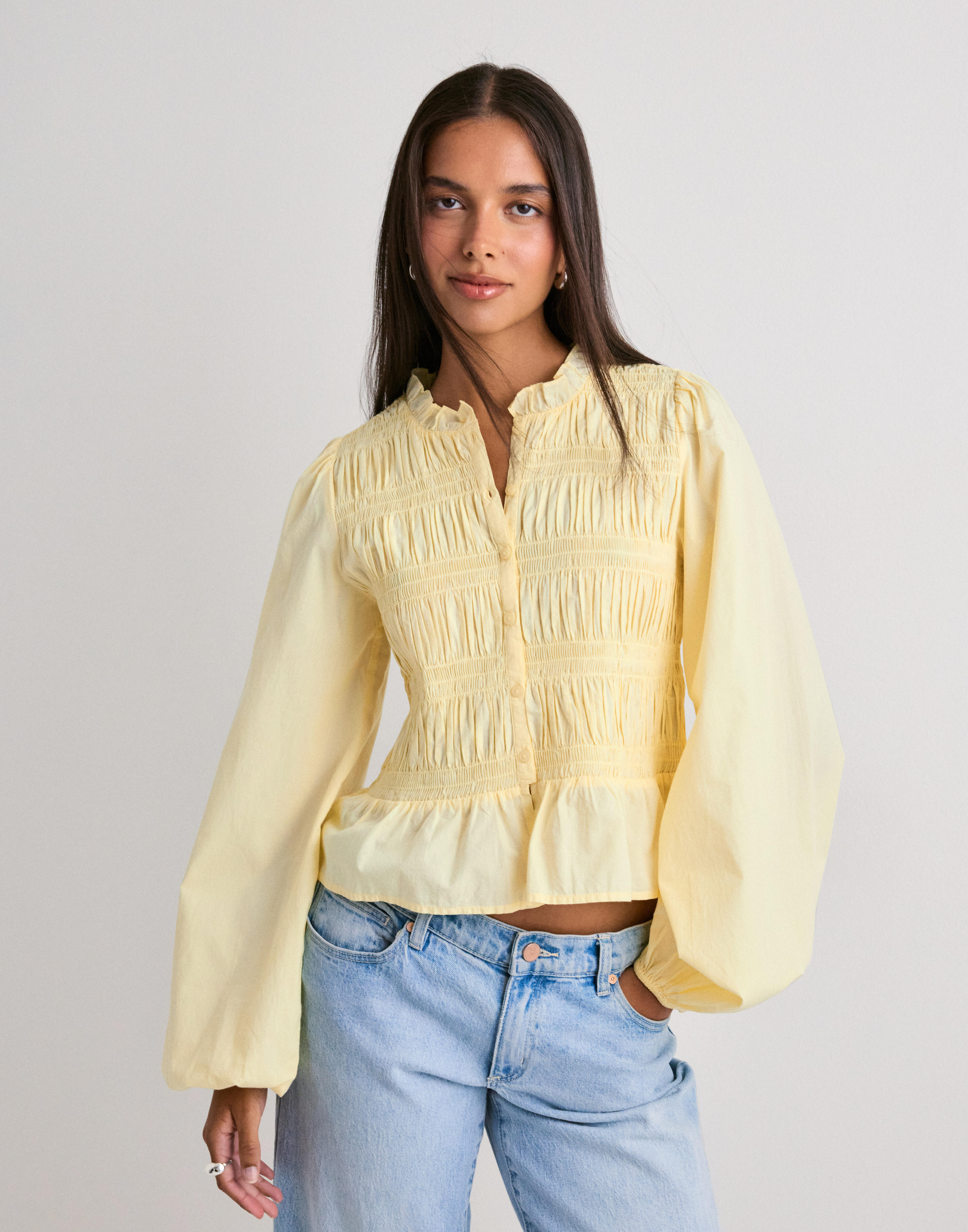 Buy Nelly Flirty Smock Blouse - Light Yellow | Nelly.com