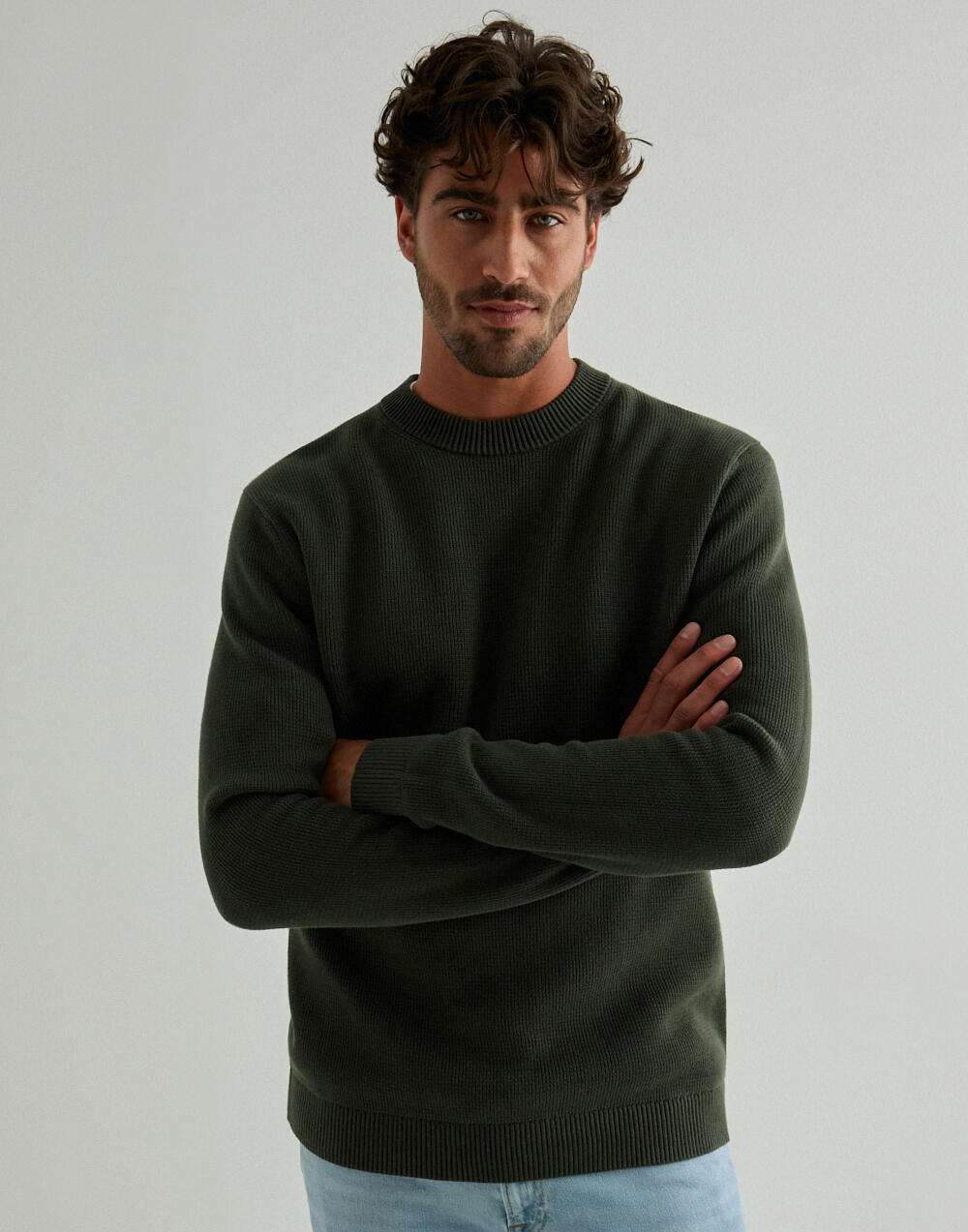 Buy Selected Men SLHDANE LS KNIT STRUCTURE CREW NECK - Deep Forest