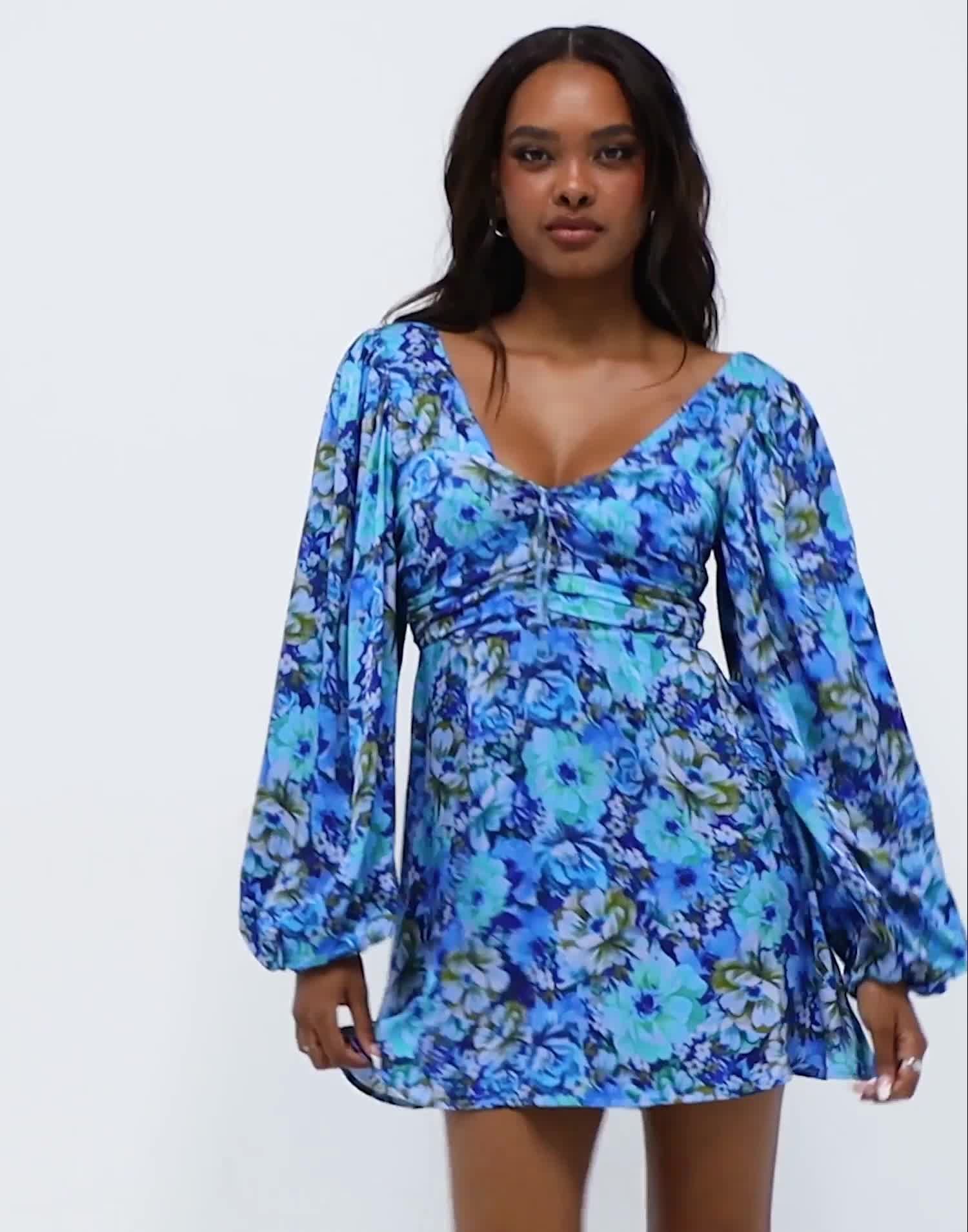 Buy For Love & Lemons ASTOR MINI DRESS - Blue | Nelly.com