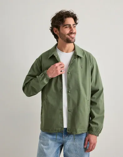 Polo Ralph Lauren vävd windbreaker i grönt med knappar och dragsko