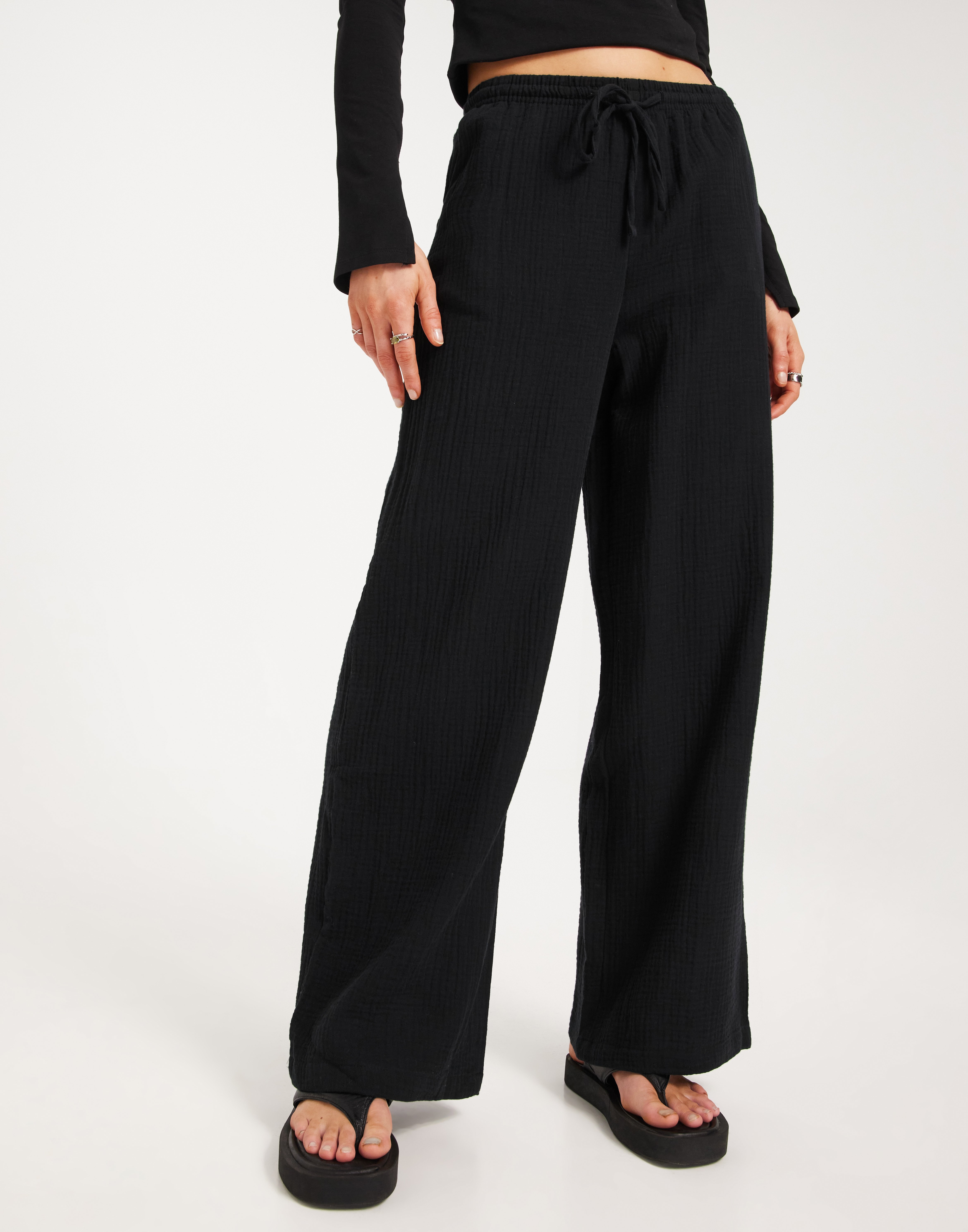 Buy Gina Tricot Disa Gauze Trousers Black