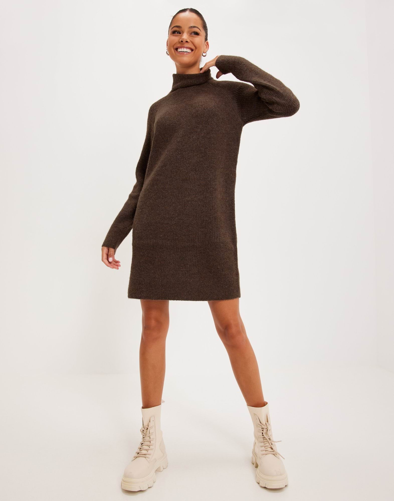 PCELLEN LS HIGH NECK KNIT DRESS NOO