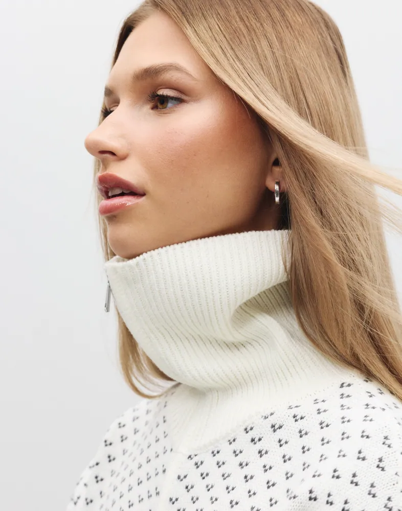 Nelly Jacquard Zip Knit Jacket koftor & cardigans dam – bild 2