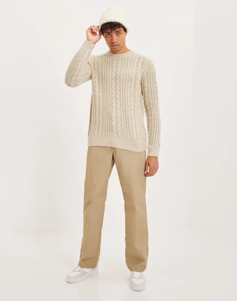 SLHHENRY LS KNIT CABLE CREW NECK W