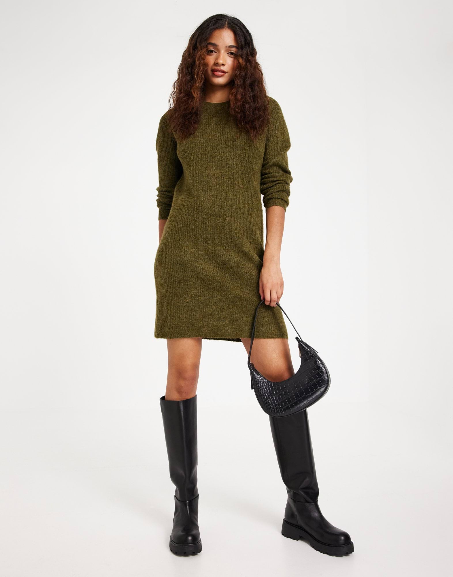 PCELLEN LS O-NECK KNIT DRESS NOOS B