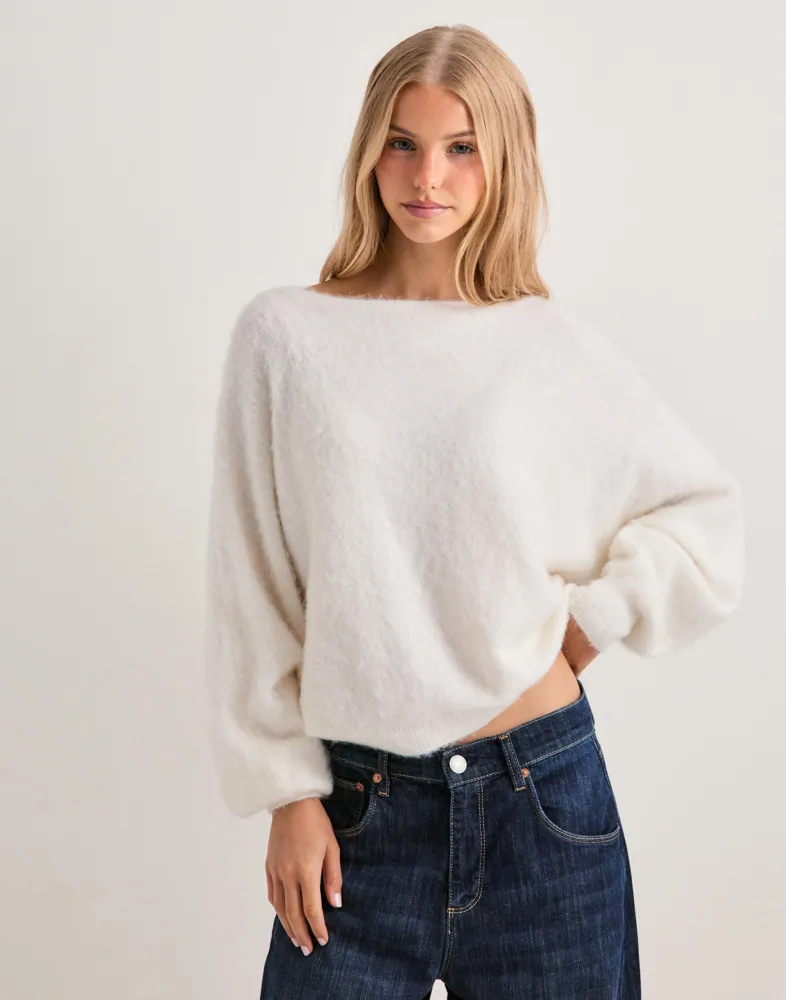 Nelly Mohair Blend Wide Neck Knit stickade tröjor dam – bild 3