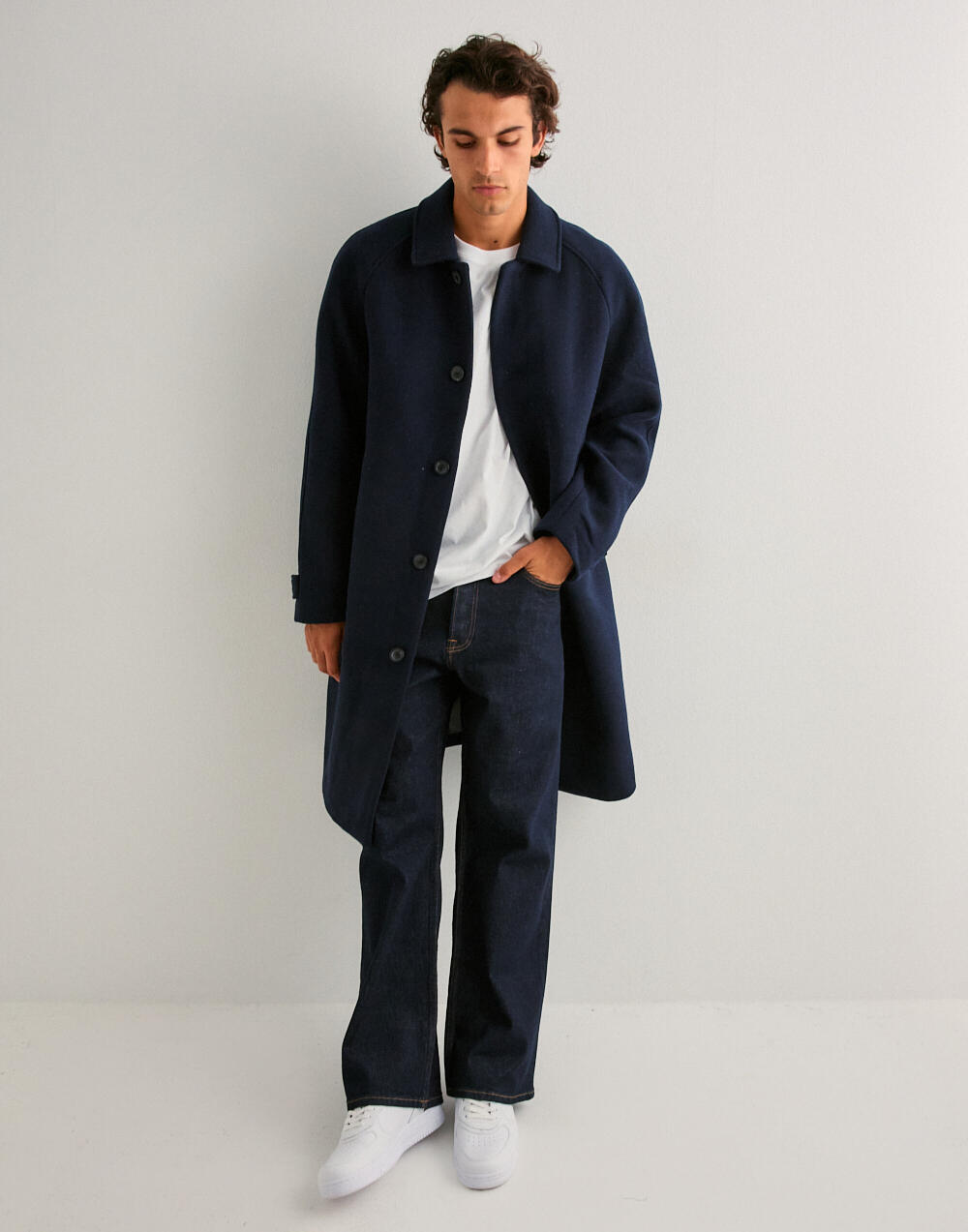 Buy Les Deux Michael Solid Wool Coat - Dark Navy | NLYMAN