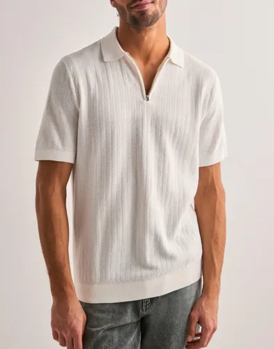 Selected Men Slhcran Ss Knit Structure Half Zip Half zip långärmade t-shirts herr – bild 3