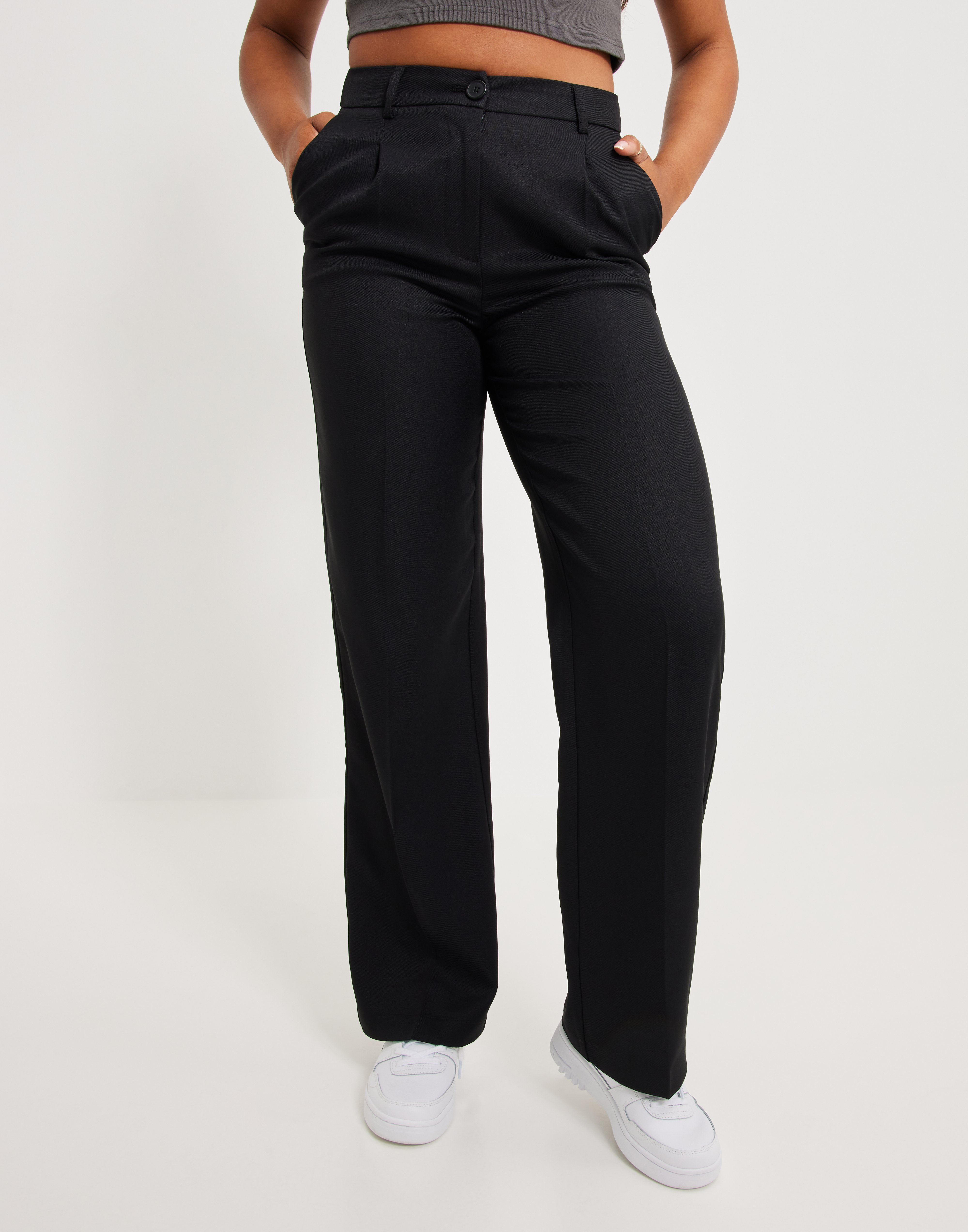 Noisy May Curve jersey flare pants in stripe