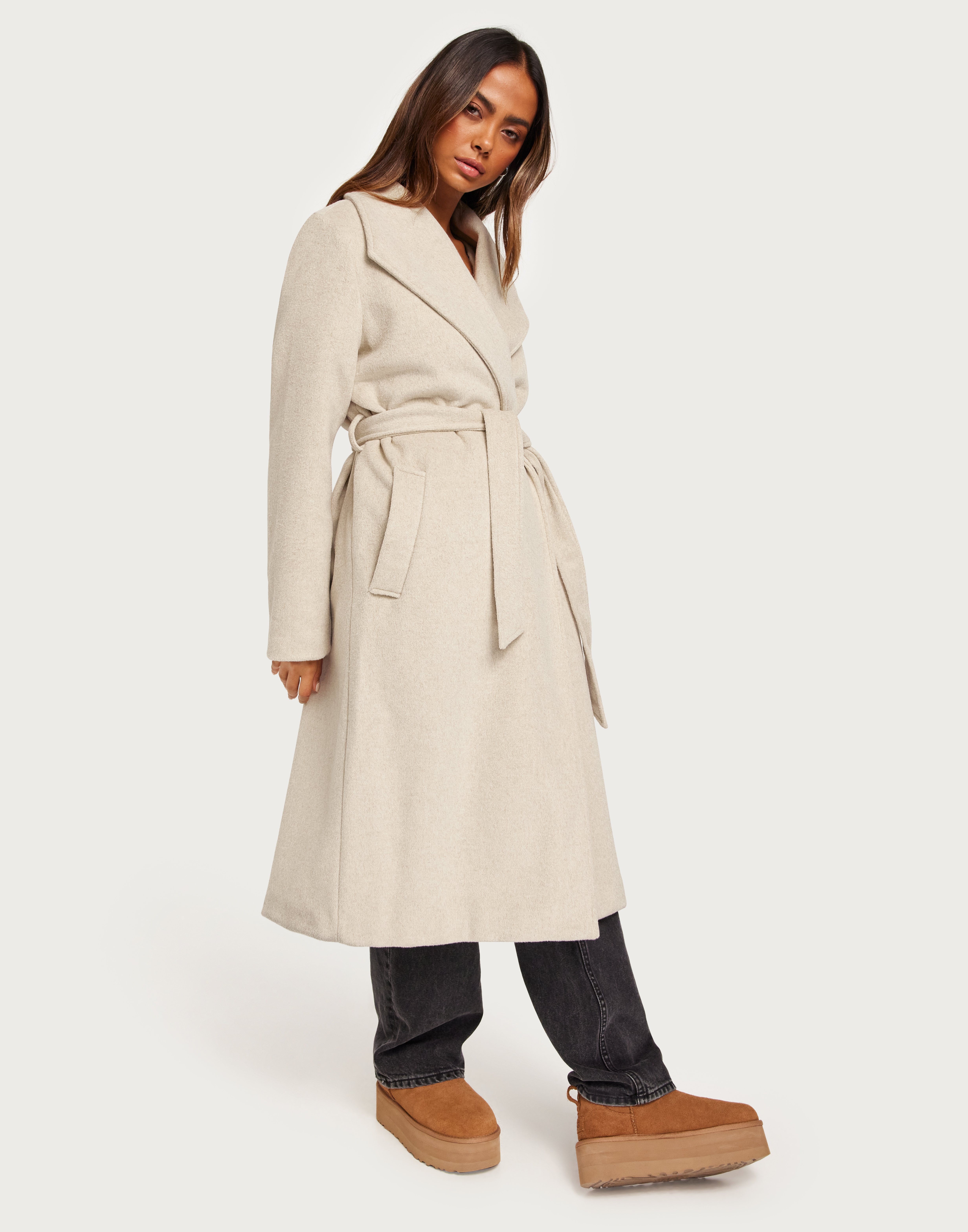 Köp Selected Femme SLFROSA WOOL COAT B NOOS - Sandshell Melange | Nelly.com