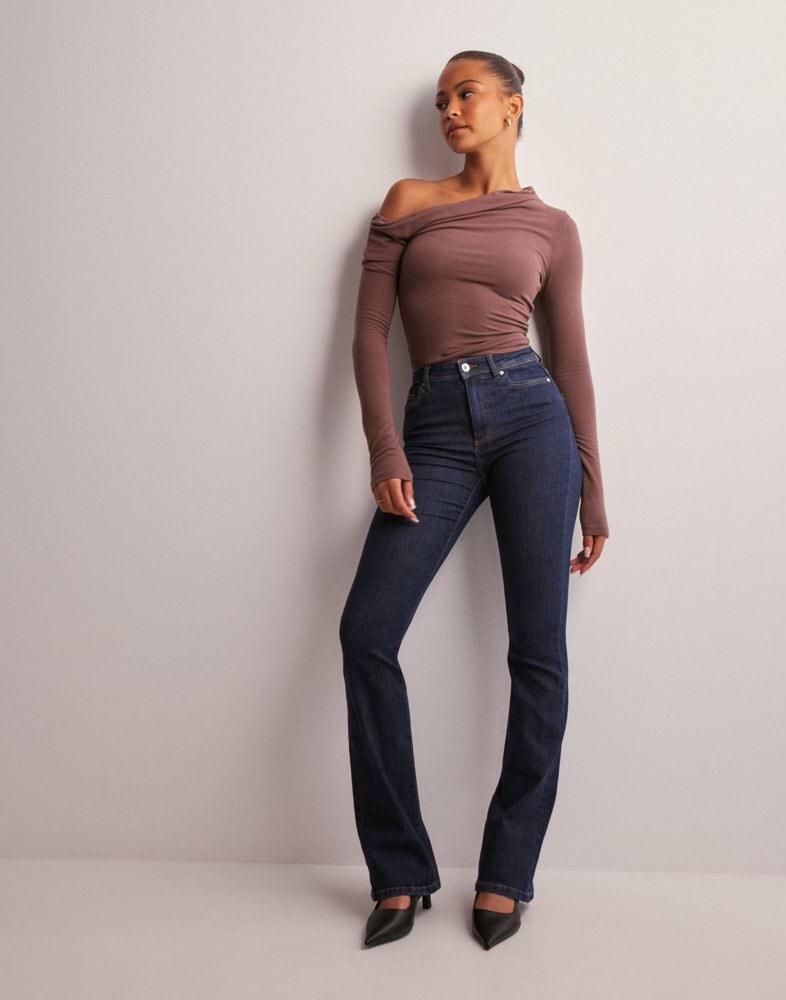 ONLY ONLWAUW Life HW Flared Rinse DM slagbroek voor dames, donkerblauw denim, L/30