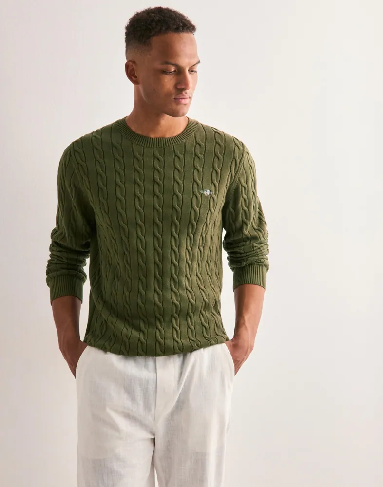 Gant Cotton Cable C-Neck Stickade tröjor herr – bild 2