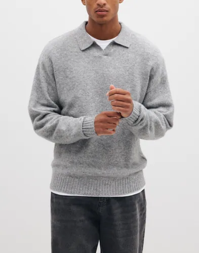 Jack & Jones Jjesoho Ollie Knit Split Neck Sn Långärmad piké Grå