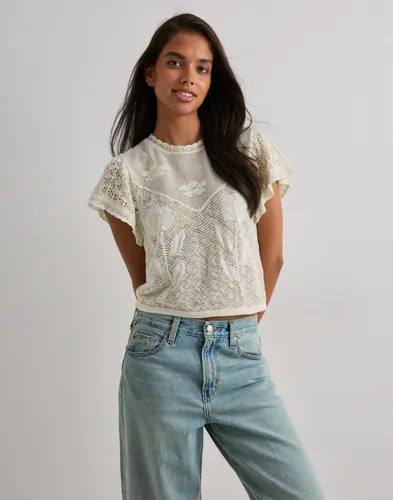 Only - Hvid - Onlestralla S/S Short Structop Knt