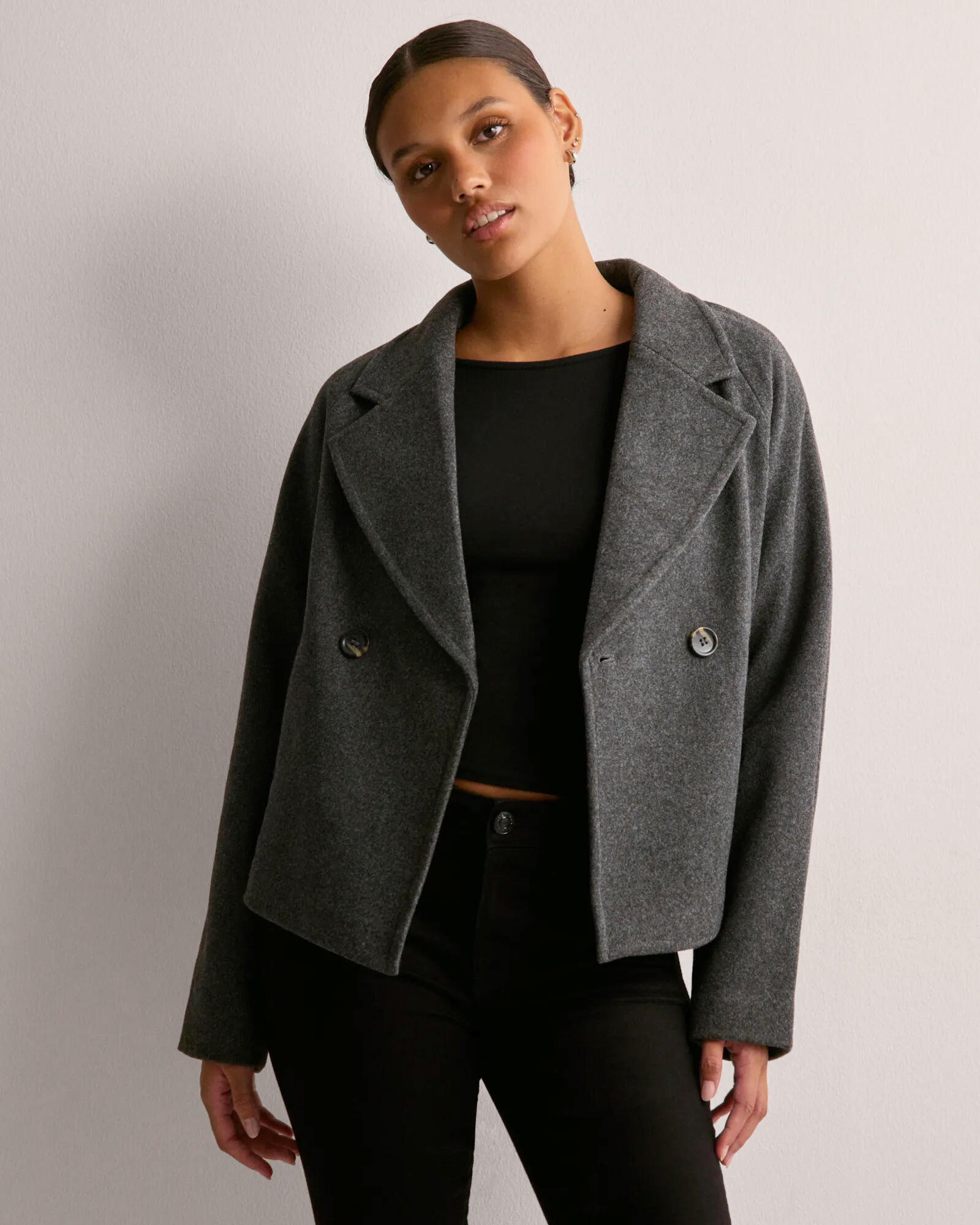Buy JDY JDYVIOLA SHORT JACKET OTW HAB - Dark Grey Melange | Nelly.com