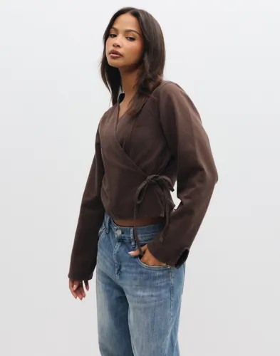Pcsilvia Ls Wrap Shirt Dnm