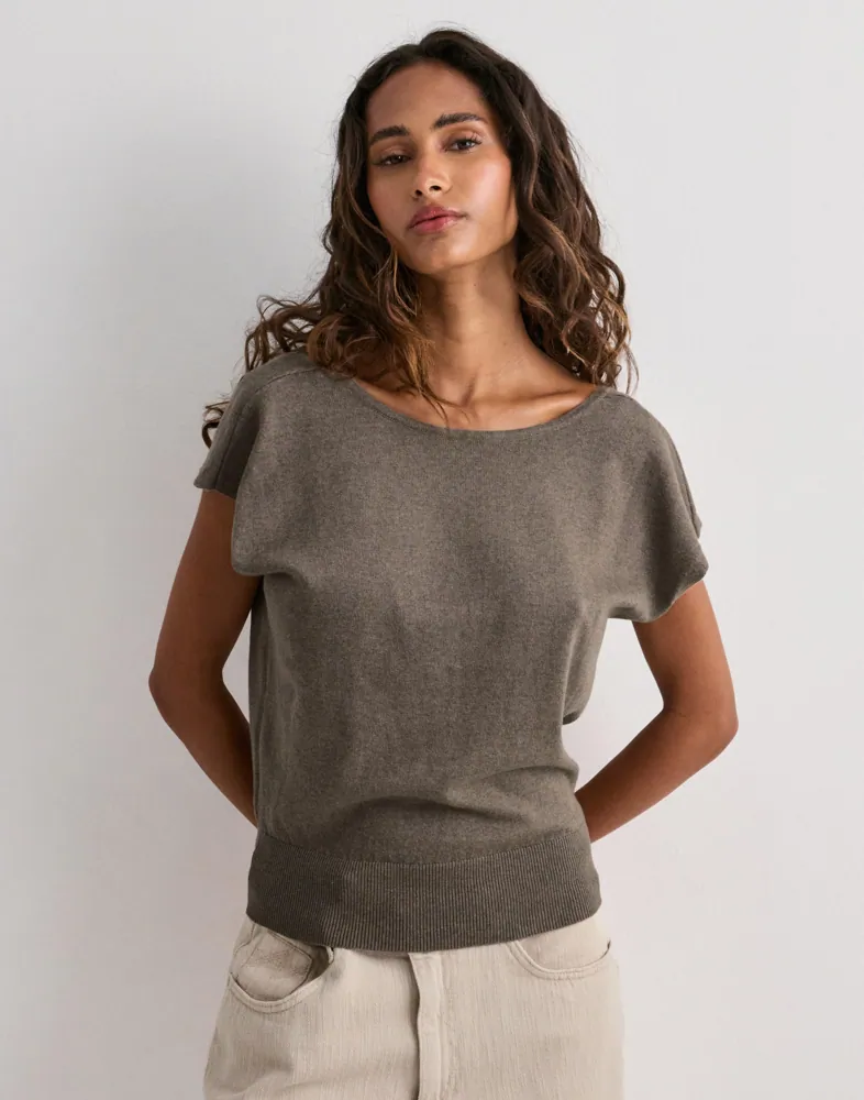 Deep Neck Knit Top