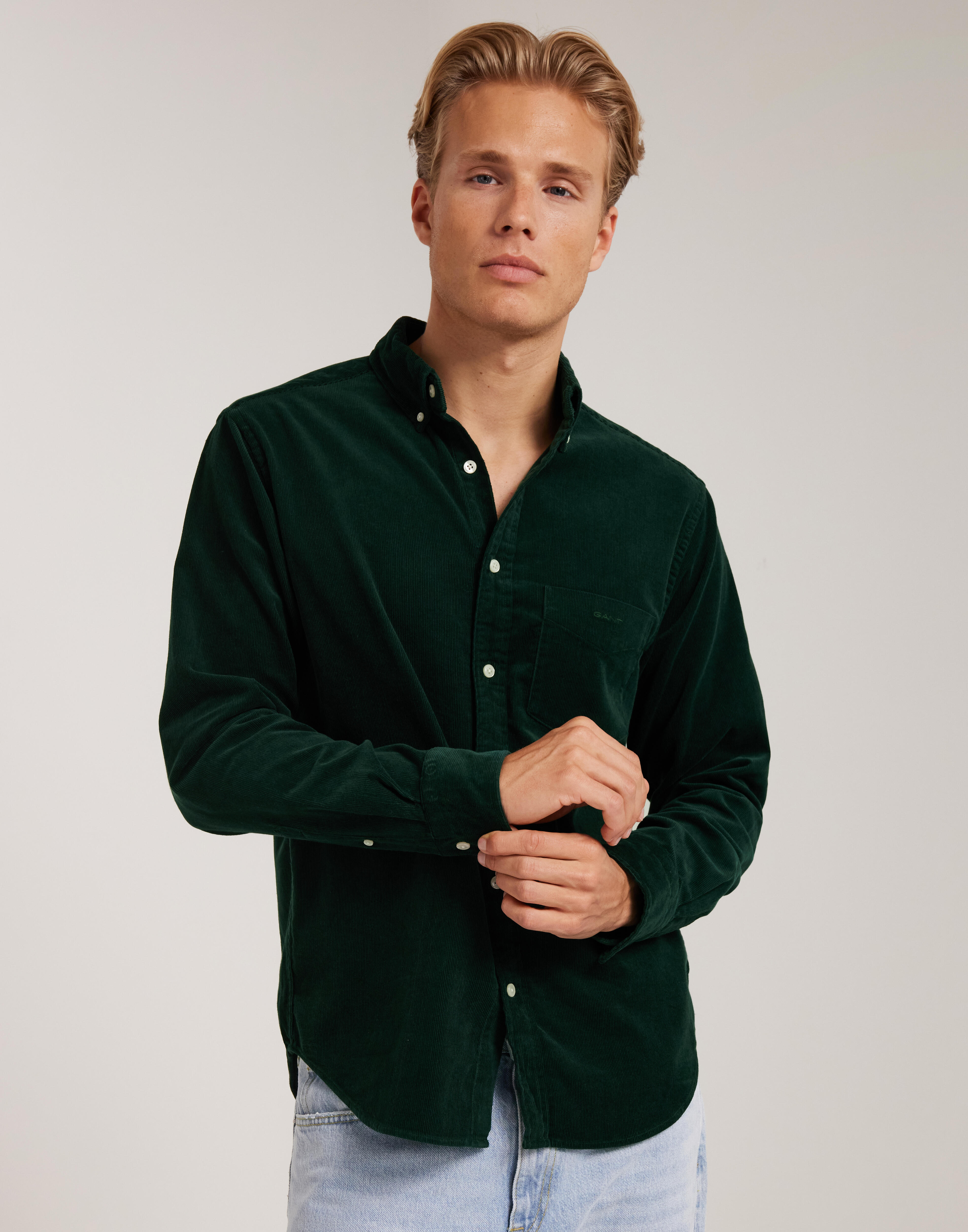 Gant Reg Ut Corduroy Shirt Fløjlsskjorter Grøn