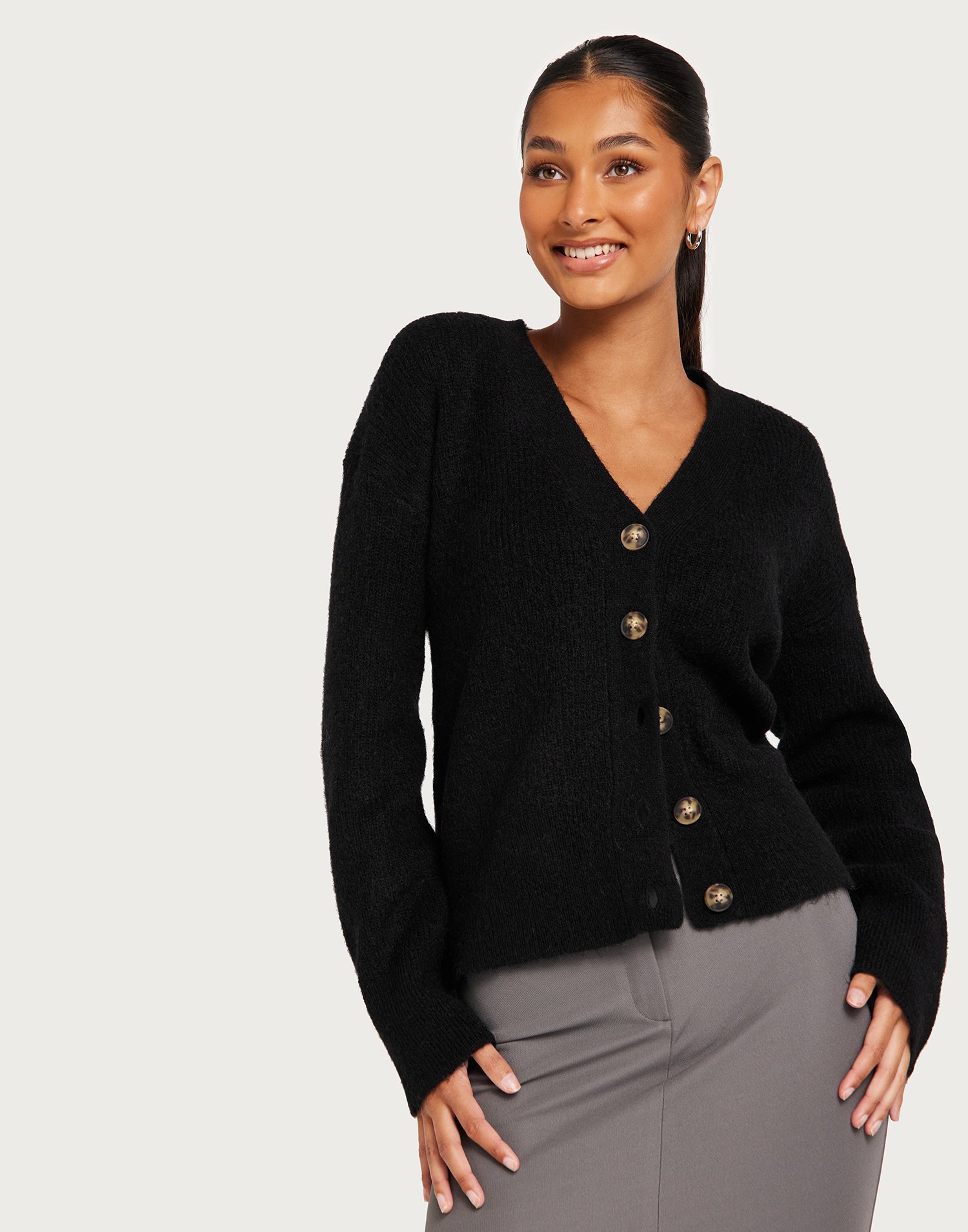 Slflulu Ls Knit Short Cardigan Black
