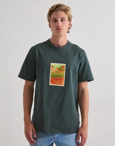 Les Deux Court oversize t-shirt i grönt med tryck framtill