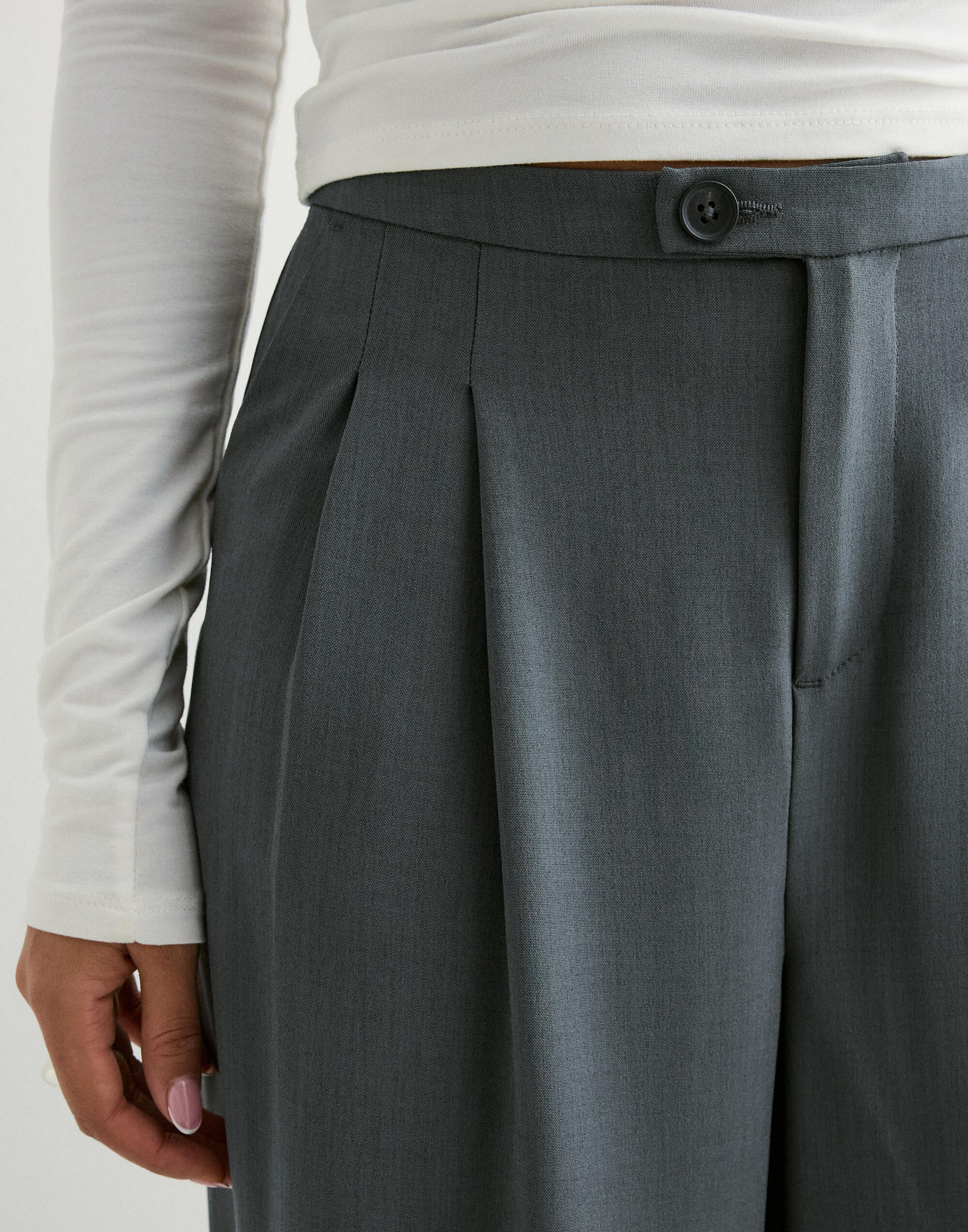 Only Yüksek Bel Rahat Siyah Kadın Pantolon ONLELLY LIFE MW WIDE PANT Tlr P 816140666
