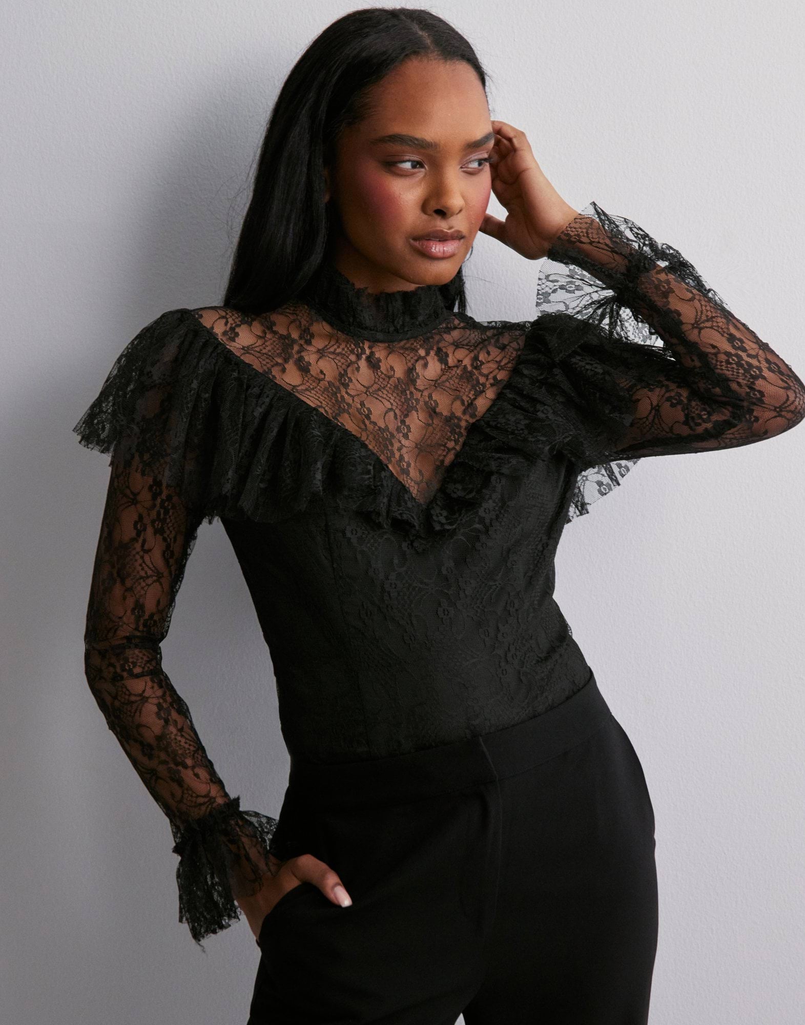 Joelle polo neck lace top