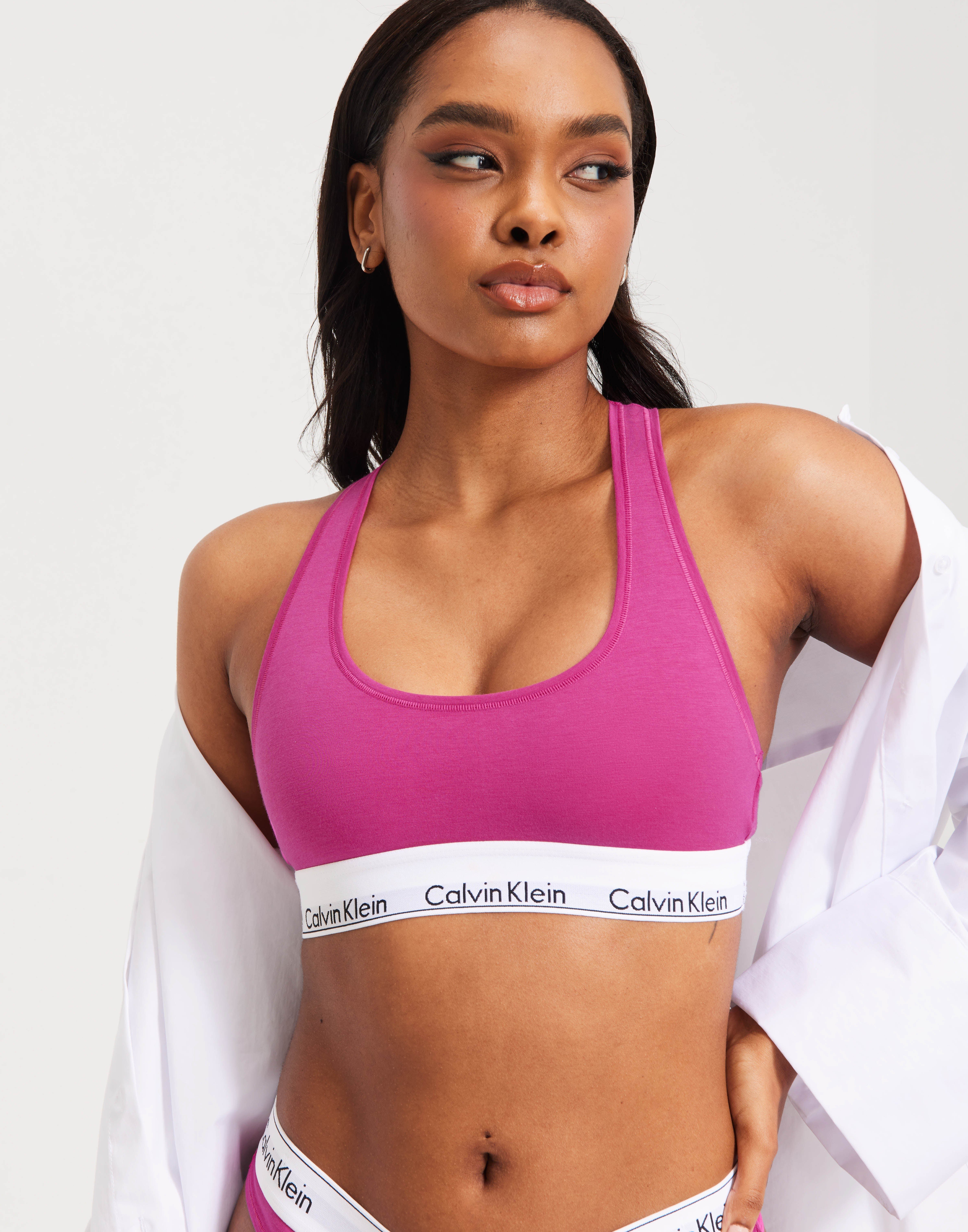 Pink calvin klein bra and underwear best sale