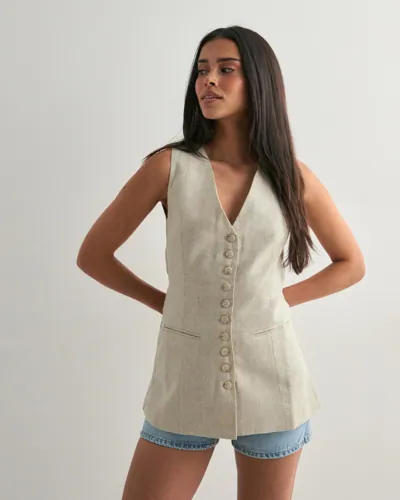 Malina - Beige - Cielo Linen vest