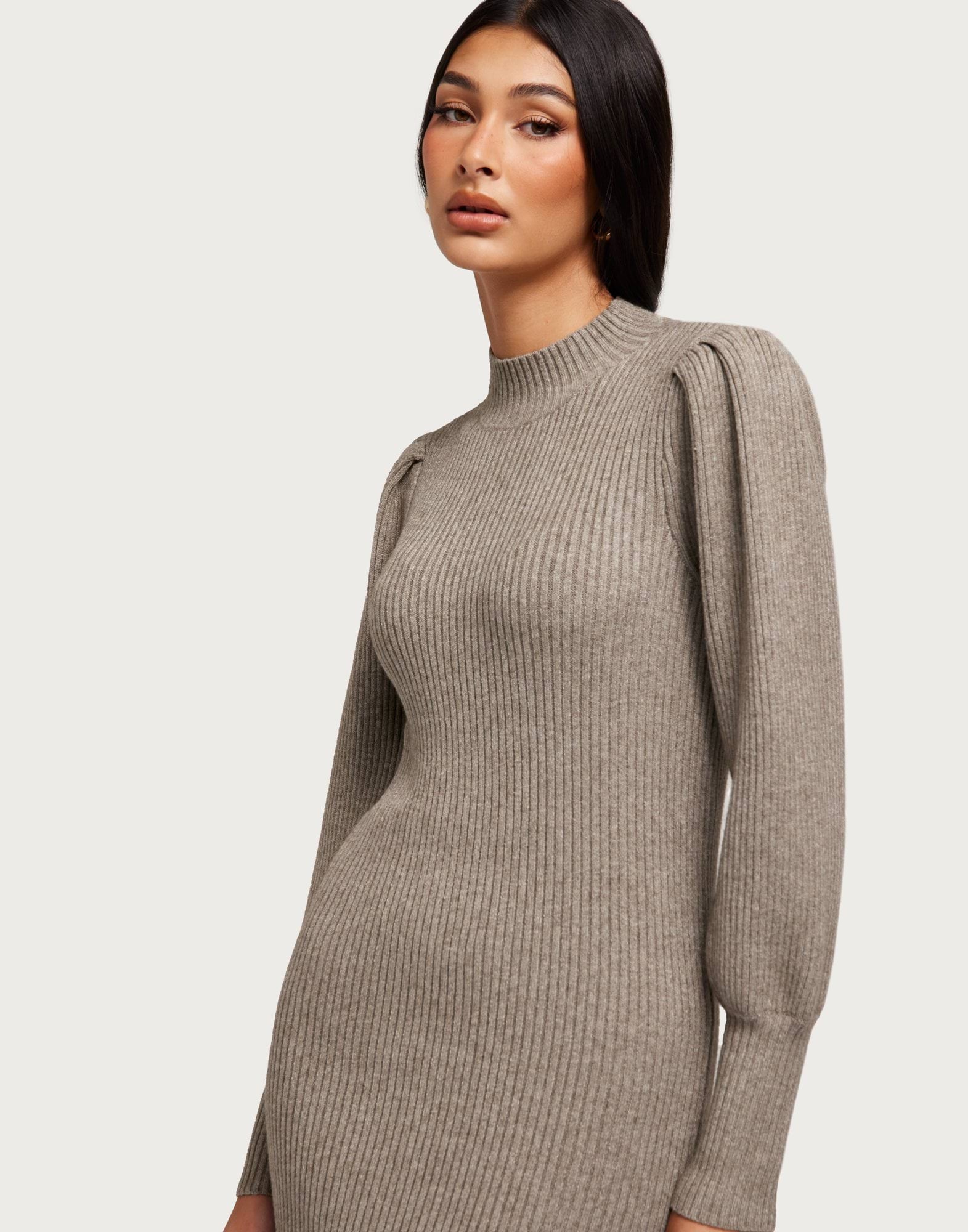 Onlkatia L S Dress Knit Toasted Coconut