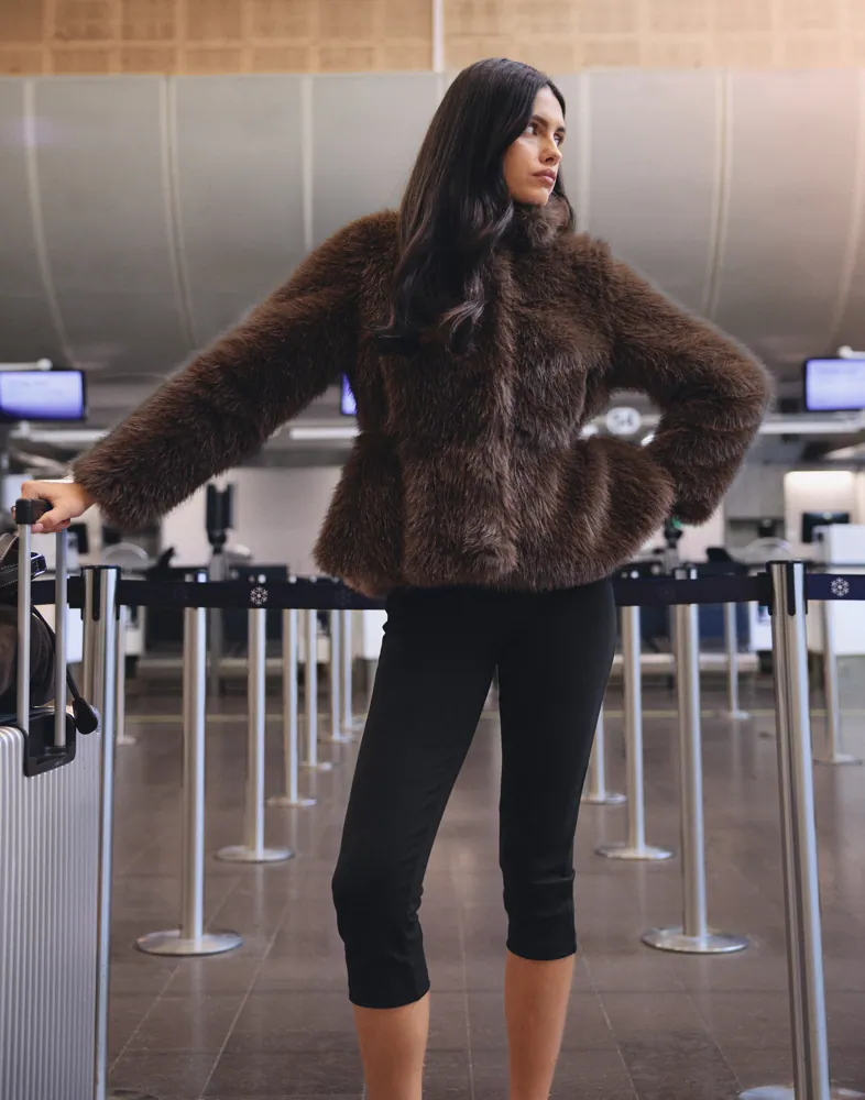Peplum Faux Fur Jacket