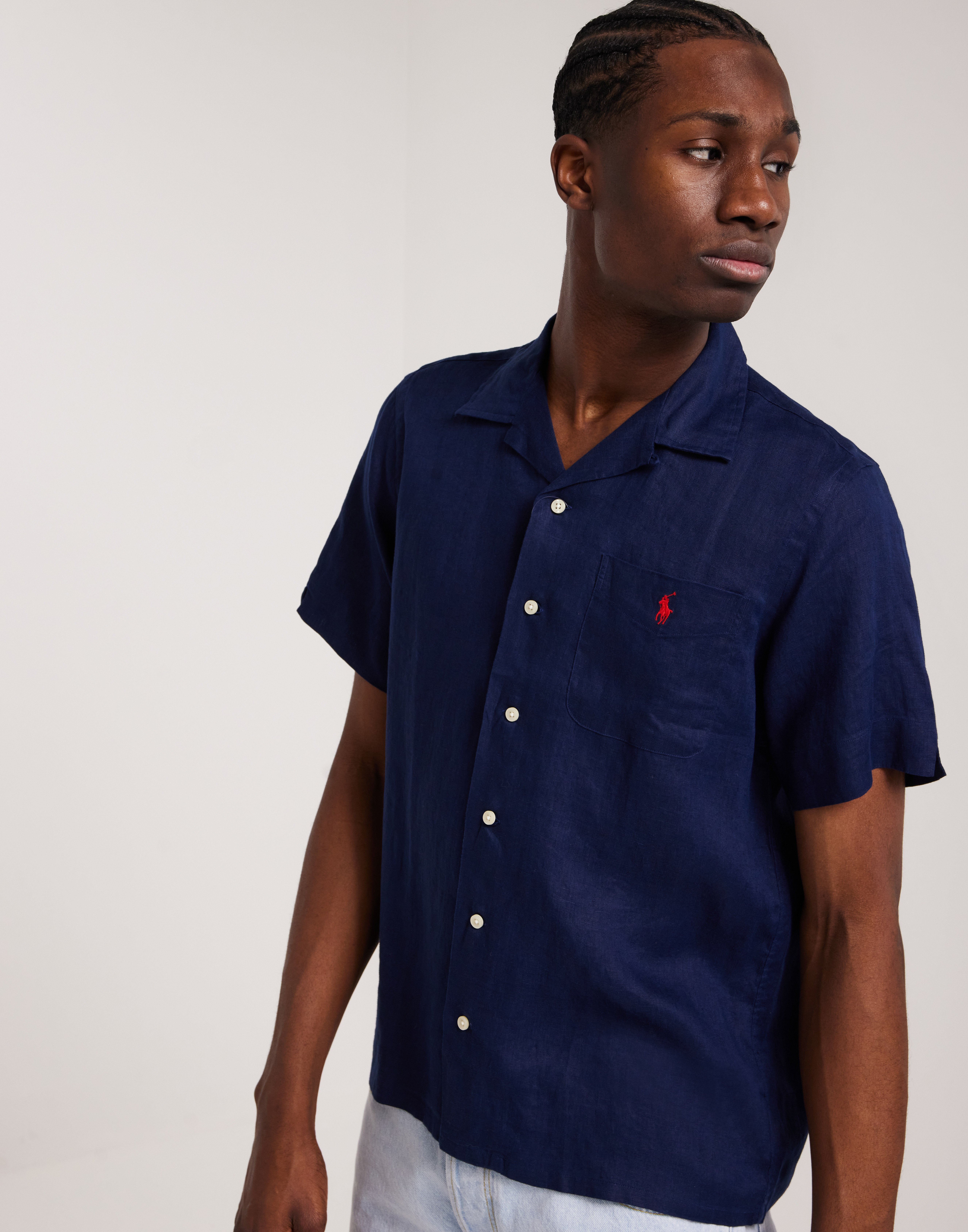 Buy Polo Ralph Lauren 100 LINEN SHORT SLEEVE SPORT SHIRT Navy NLYMAN