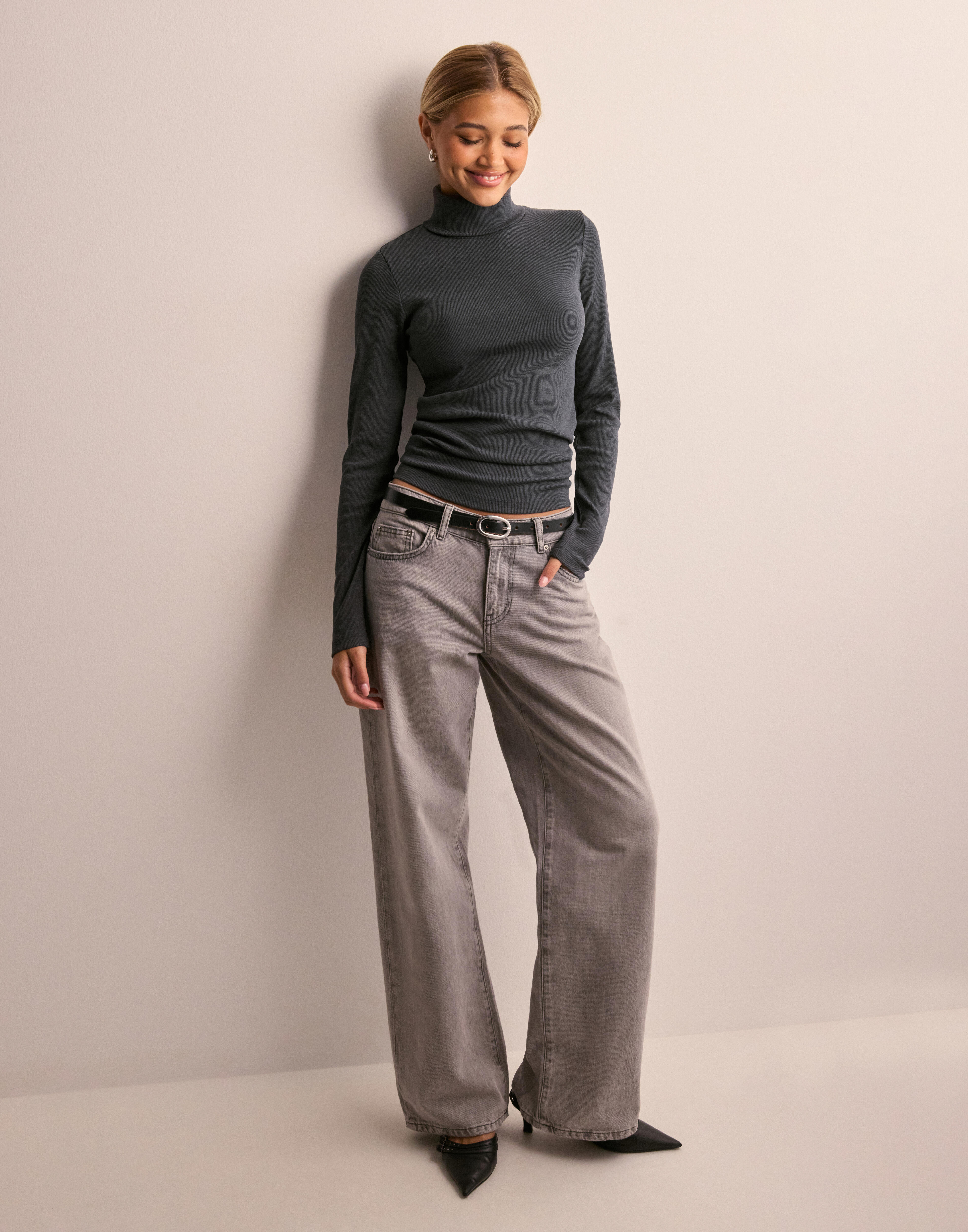 Tee Str Köp JJXX JXFAN STR LS RIB TEE JRS NOOS - Dark Grey Melange | Nelly.com