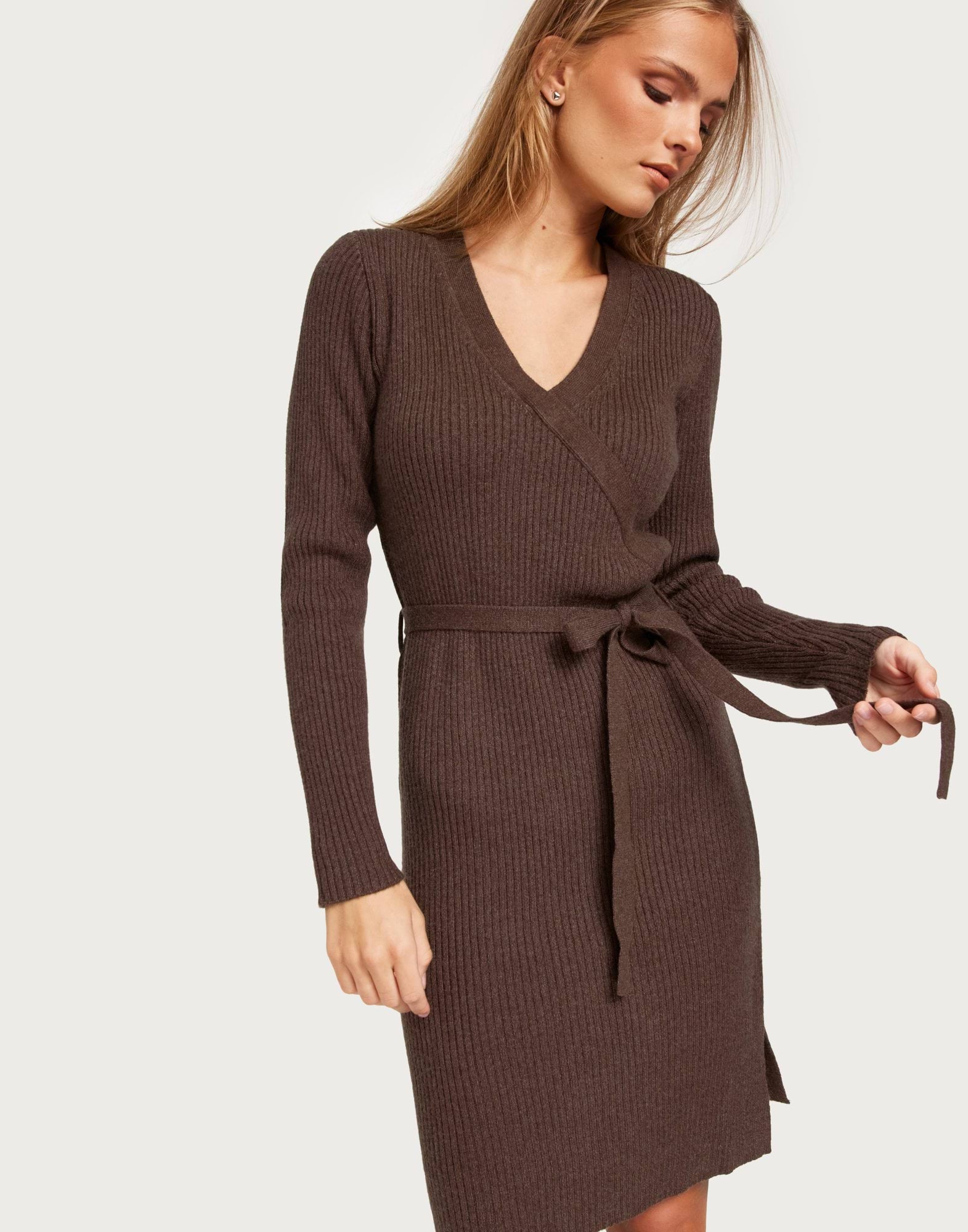 VIRIL WRAP L/S KNIT DRESS - NOOS