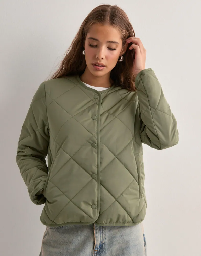 Buy Nelly Quilted Spring Jacket Dark Green