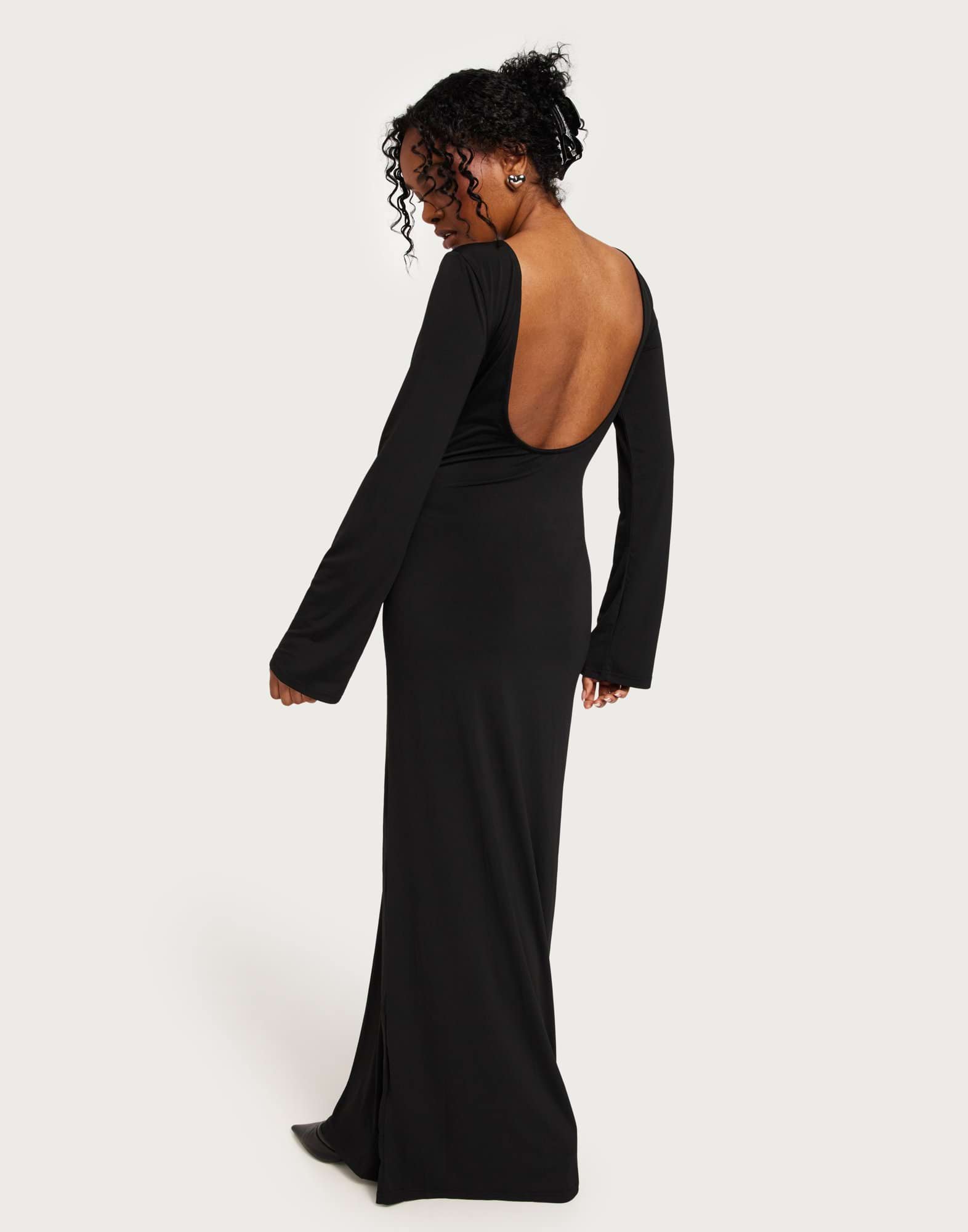 Buy Nelly Deep Back Long Dress Black